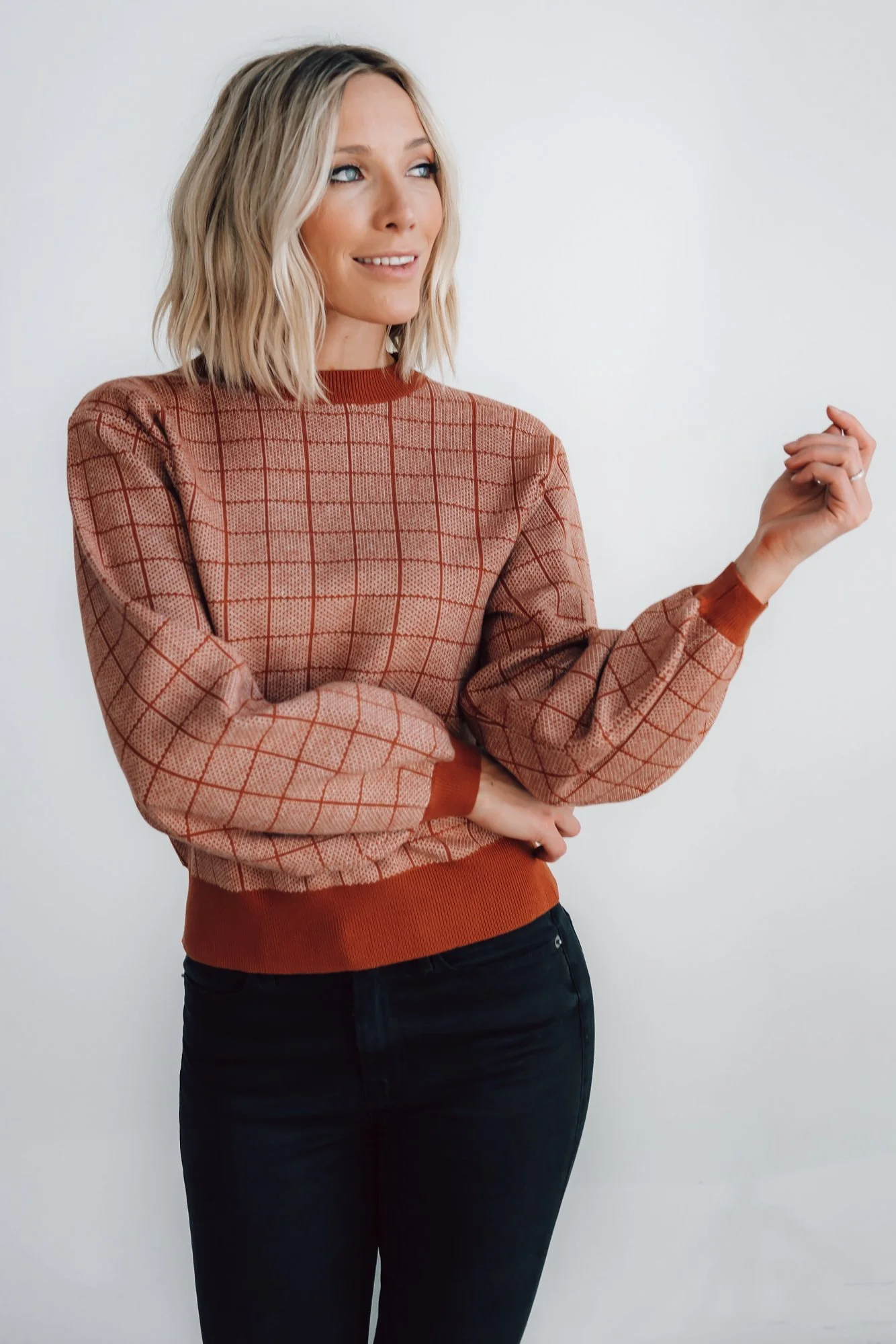 Ryland Bubble Sleeve Sweater | Rust