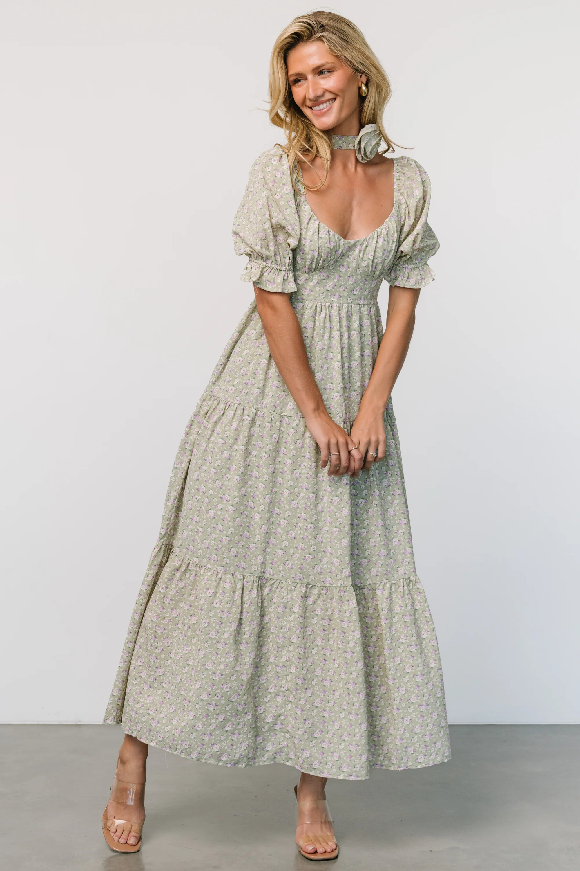 Bonnie Rosette Maxi Dress | Sage Multi