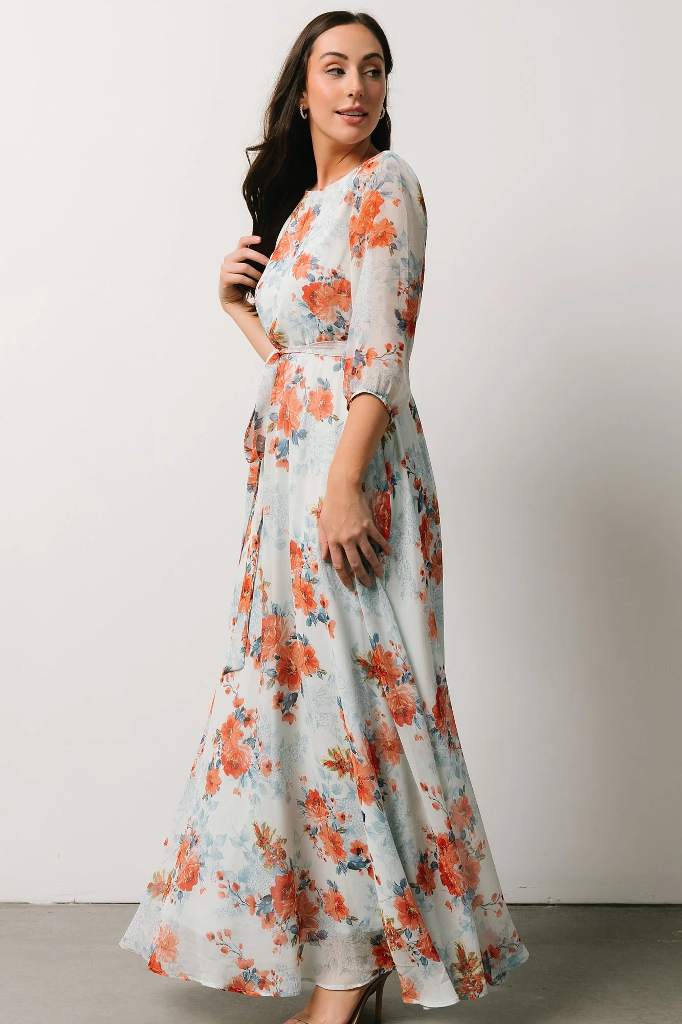 Rebecca Maxi Dress | Blue + Coral Blossom