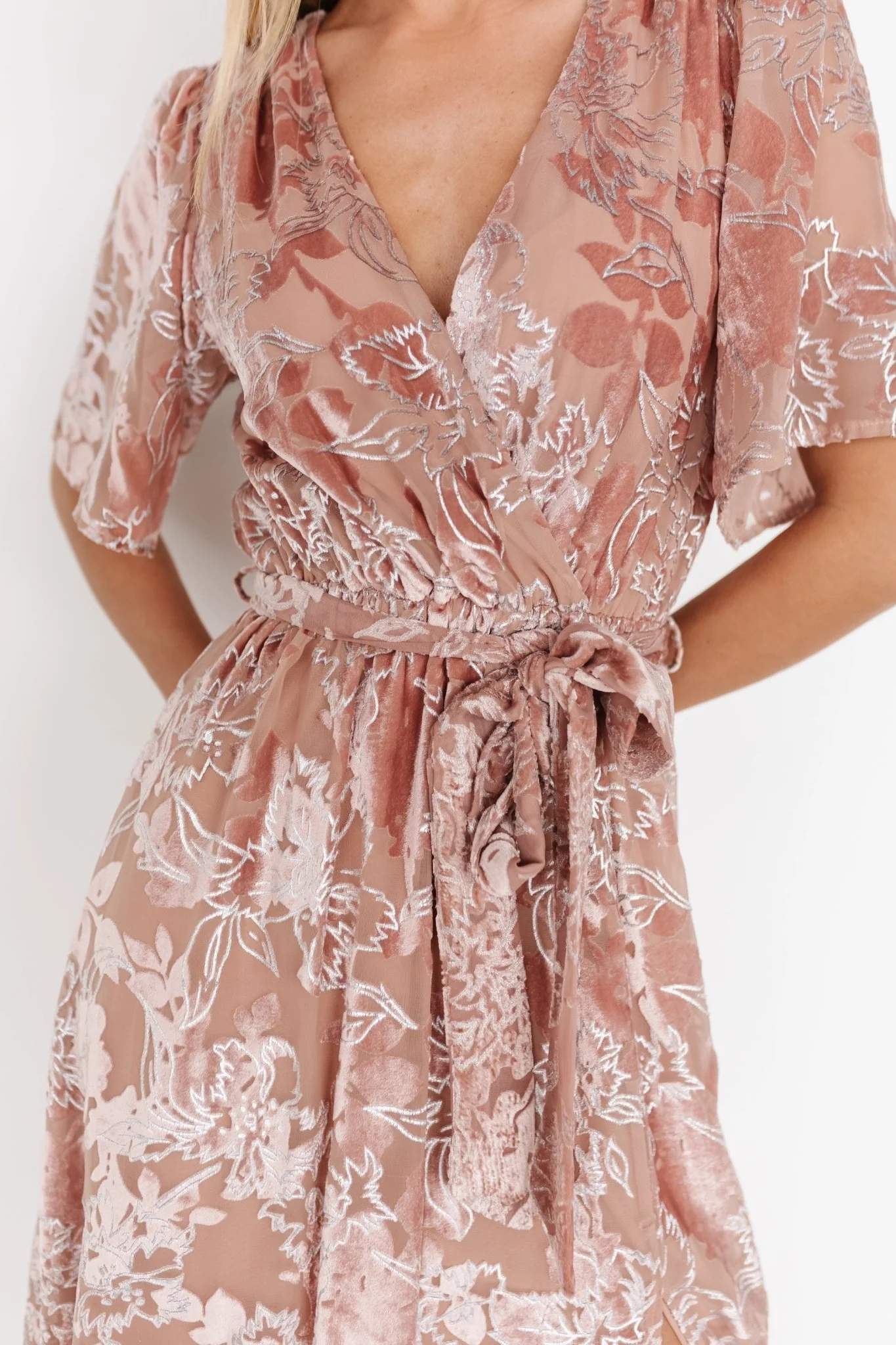 Uma Velvet Maxi Dress | Blush + Silver