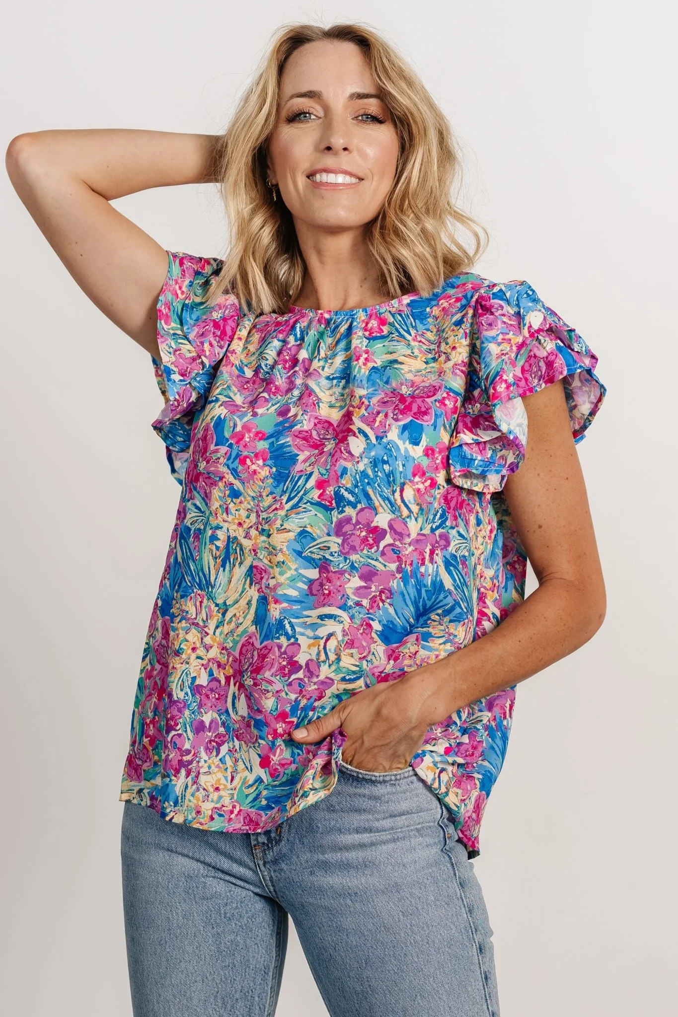 Lakely Top | | Blue + Pink Multi