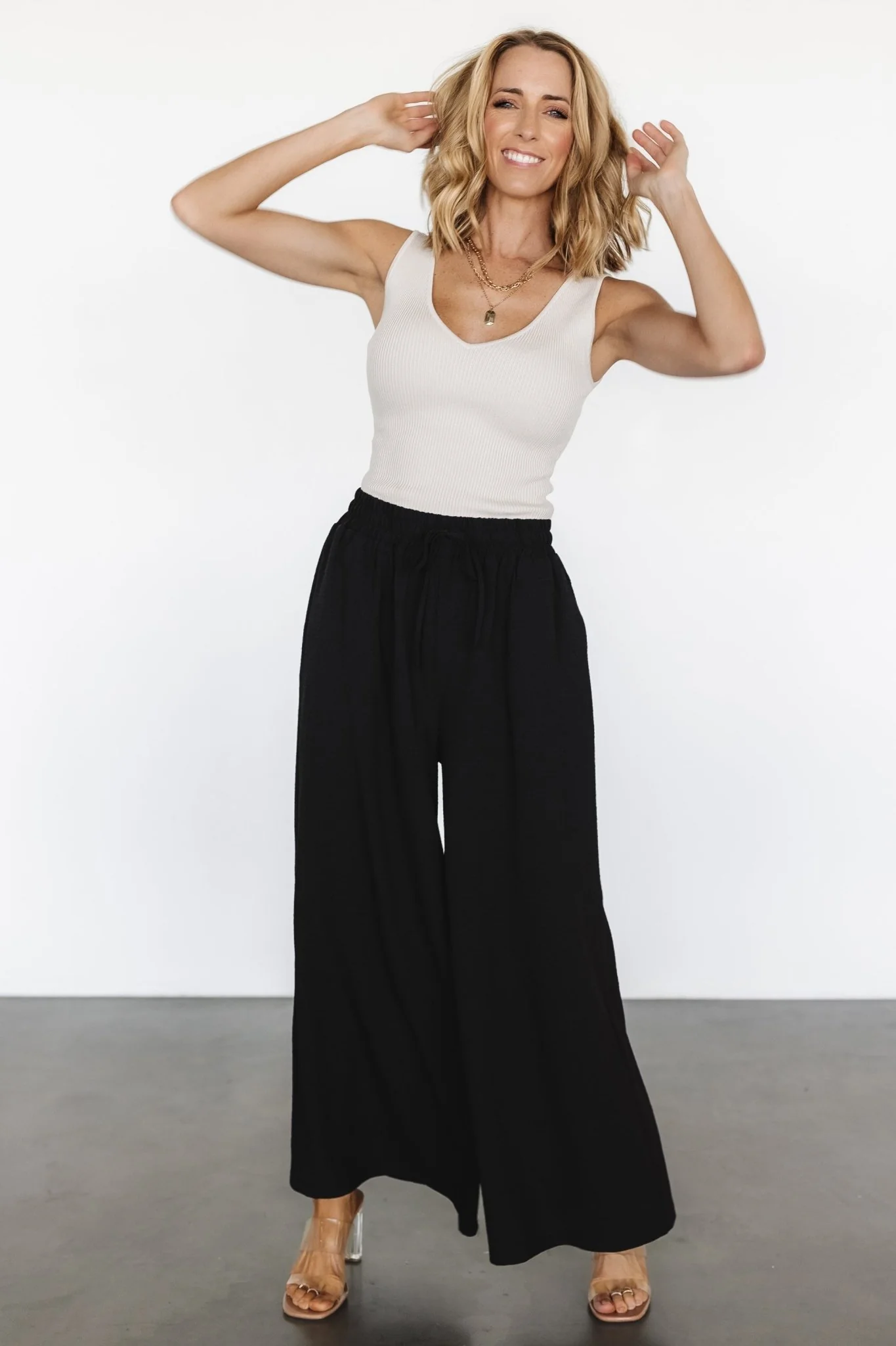 Florence Textured Pants | Black