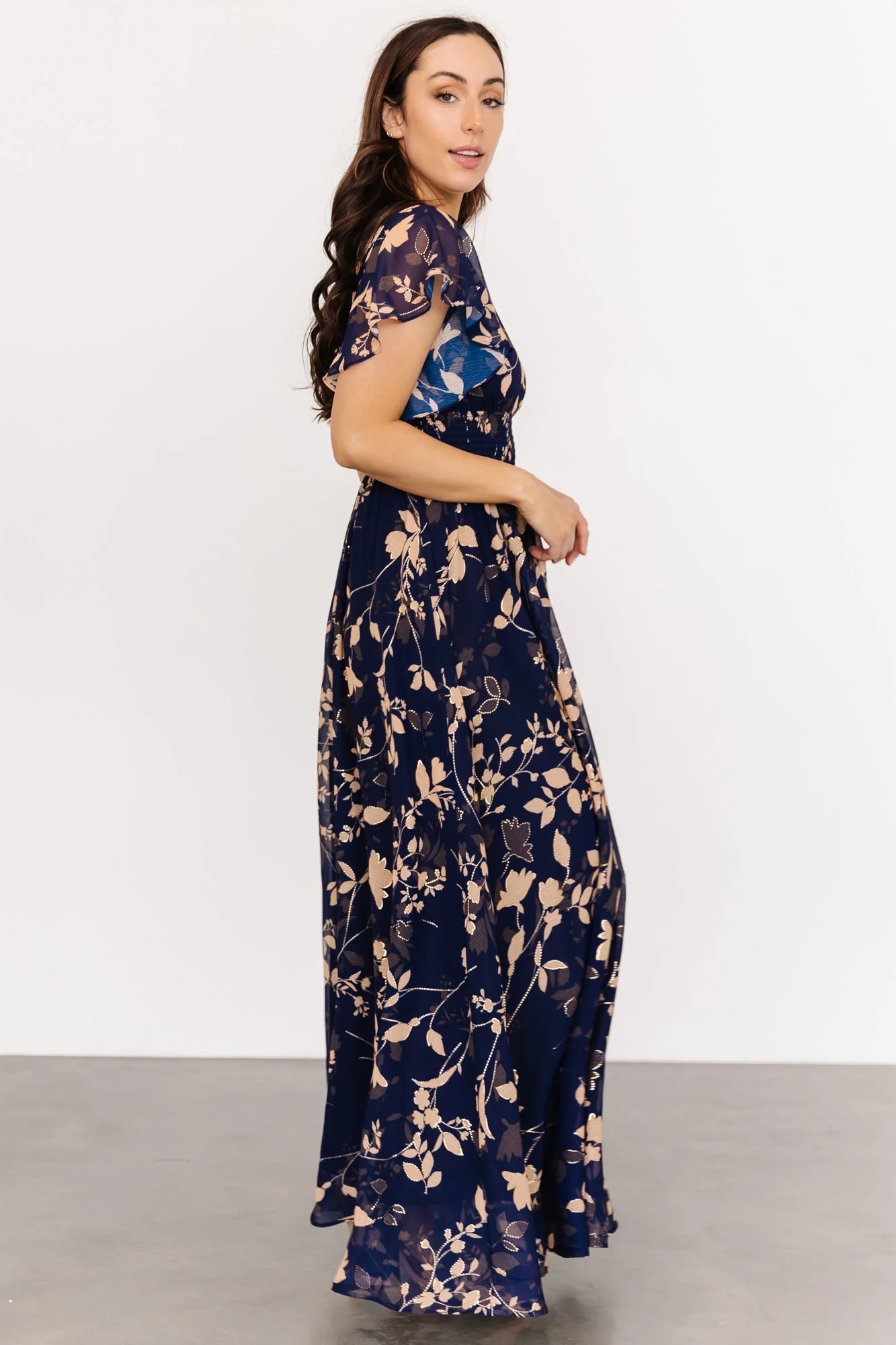 Lynlee Metallic Maxi Dress | Navy