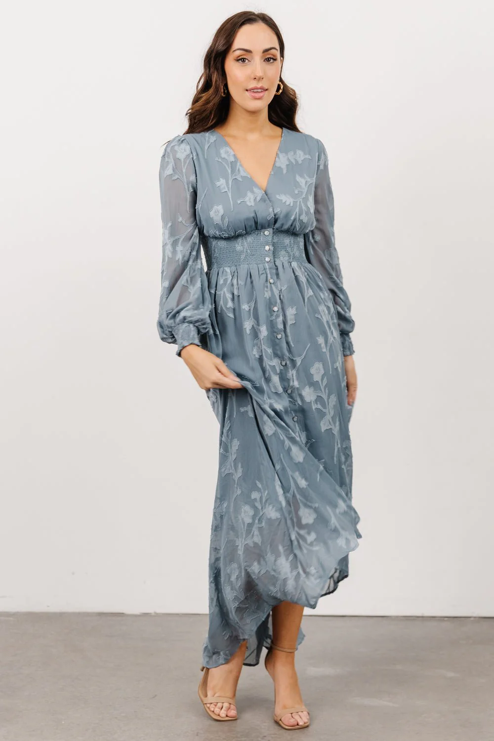 Mayfair High Low Maxi Dress | Dusty Blue