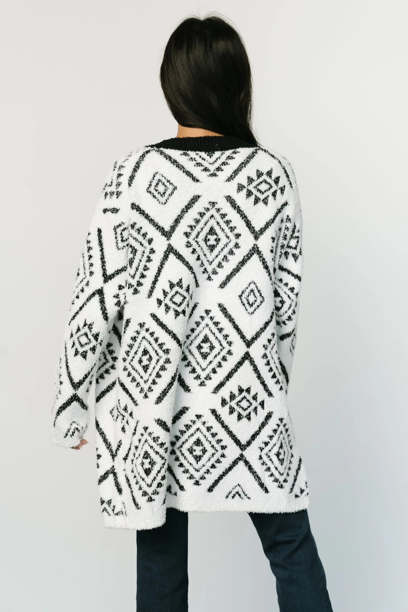 Jay Oversized Cardigan | White + Black