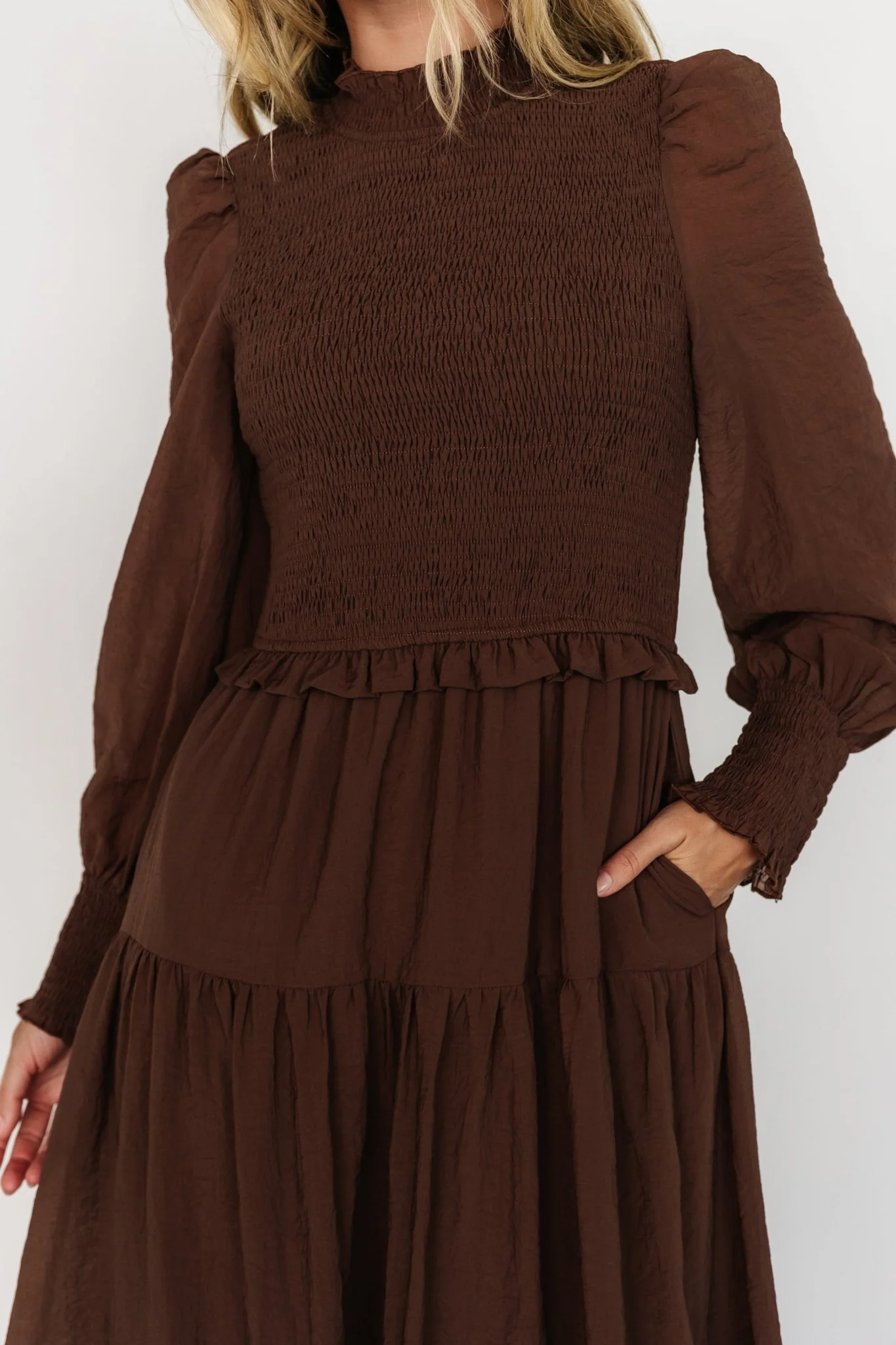 Daria Smocked Maxi Dress | Brown