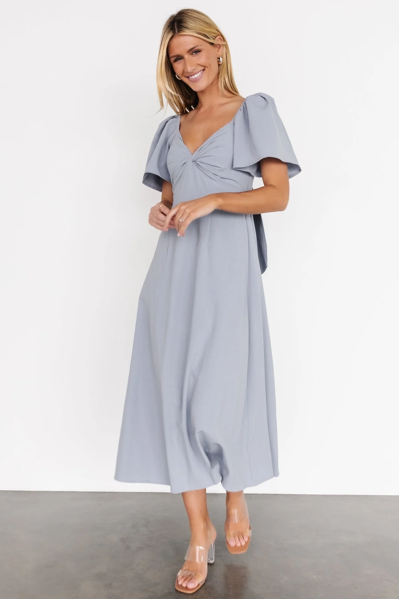 Indie Back Tie Dress | Dusty Blue