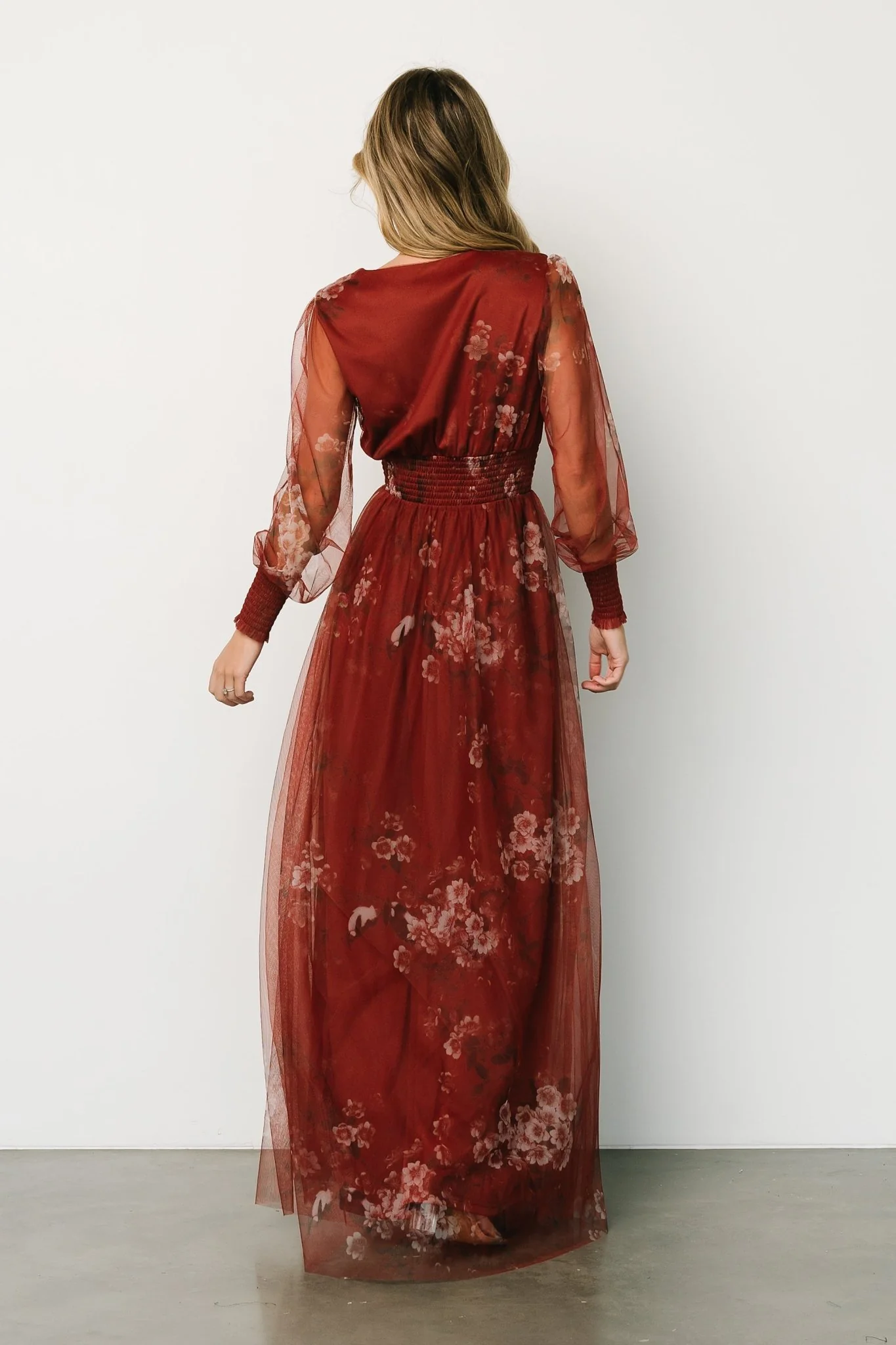 Layla Tulle Maxi Dress | Rust Floral