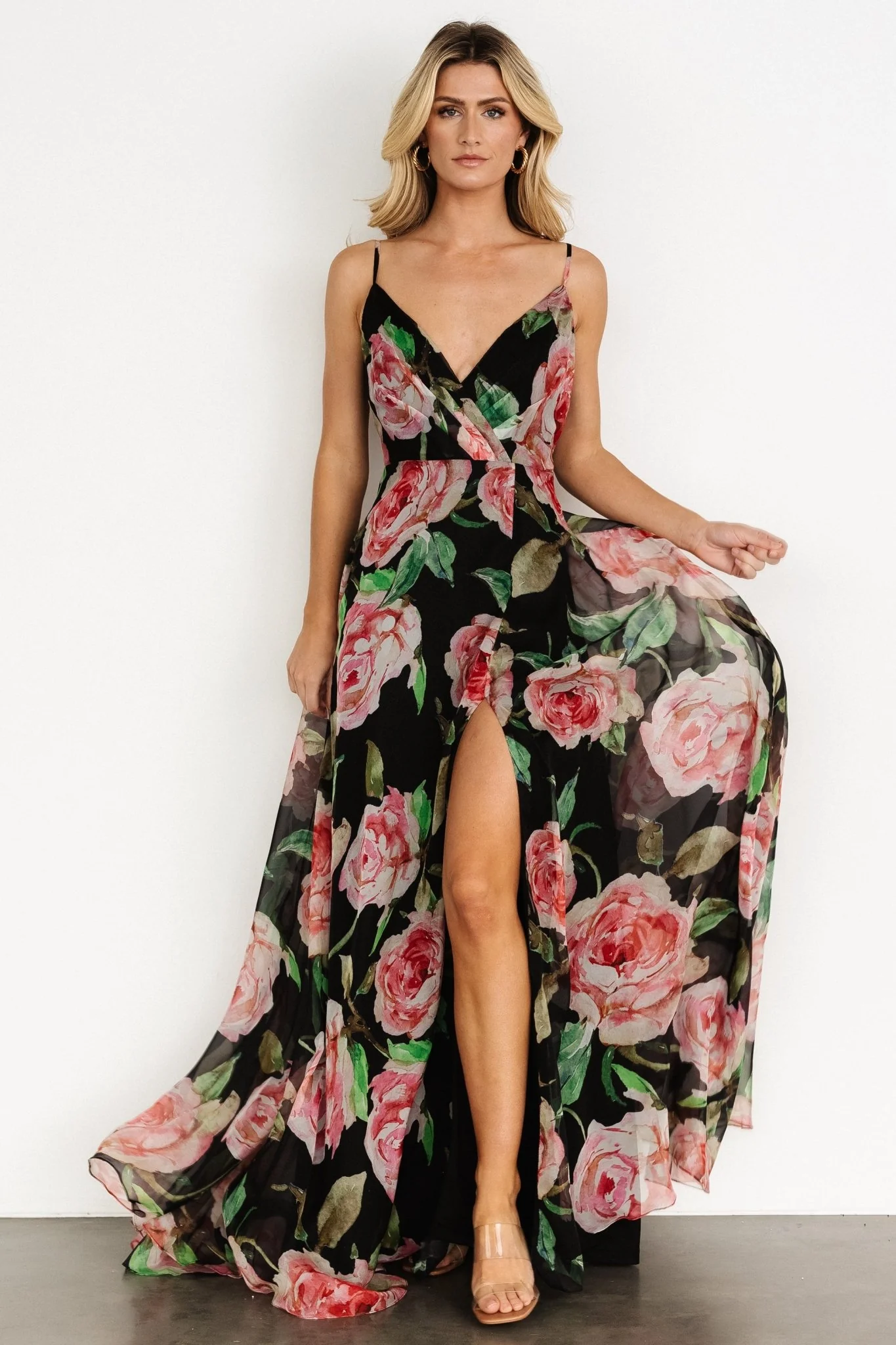 Vivienne Maxi Dress | Black Rose Floral