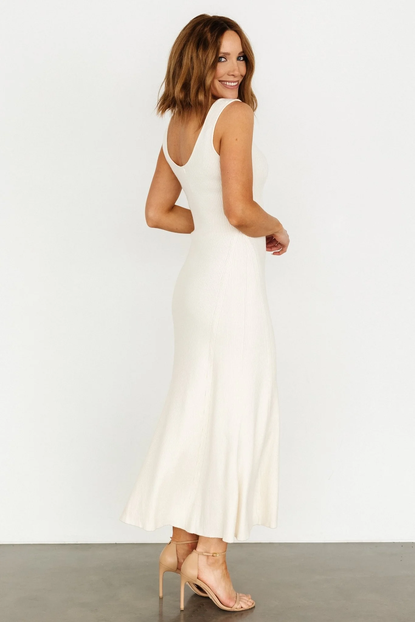 Justine Ribbed Tank Maxi Dress | Cream
