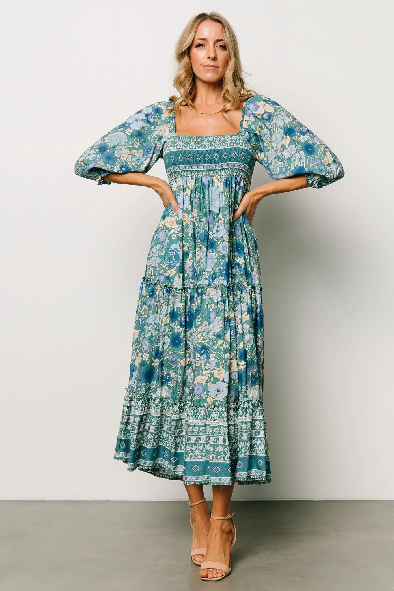 Shanna Tiered Dress | Emerald Multi