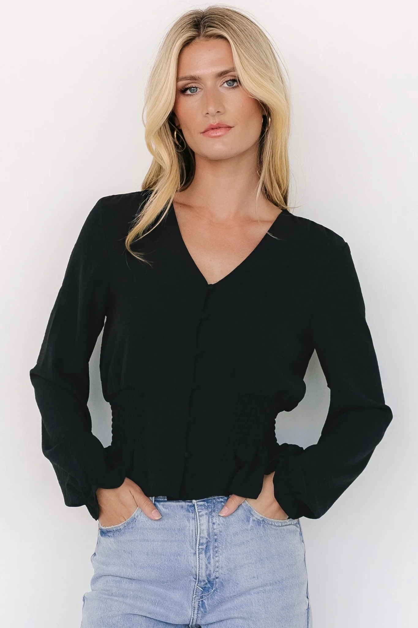 Siena Button Top | Black