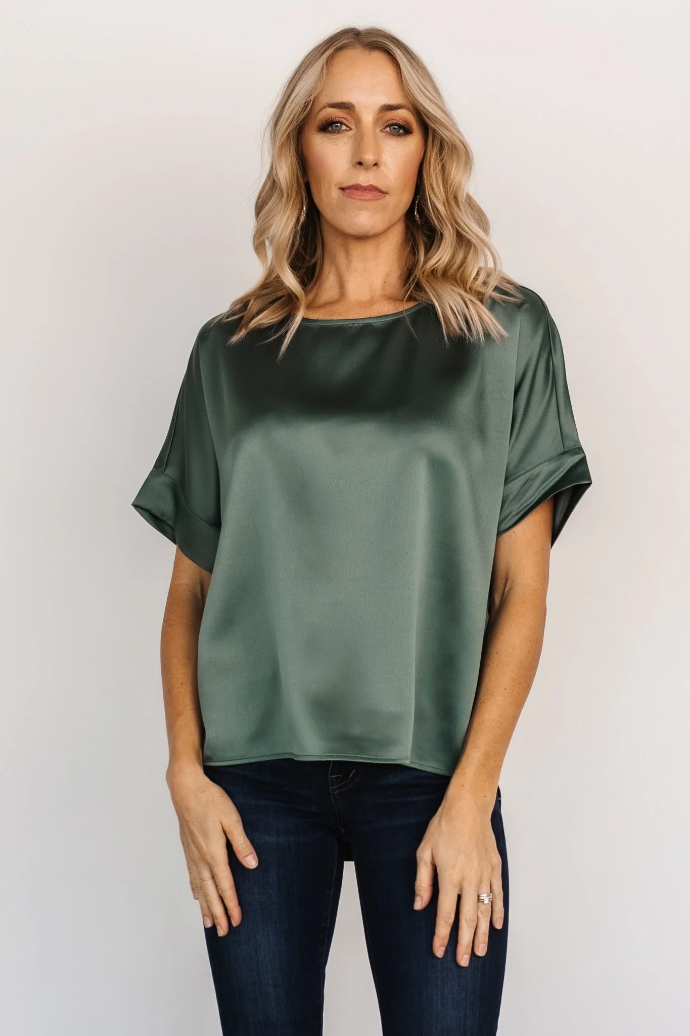 Rory Satin Top | Winter Green