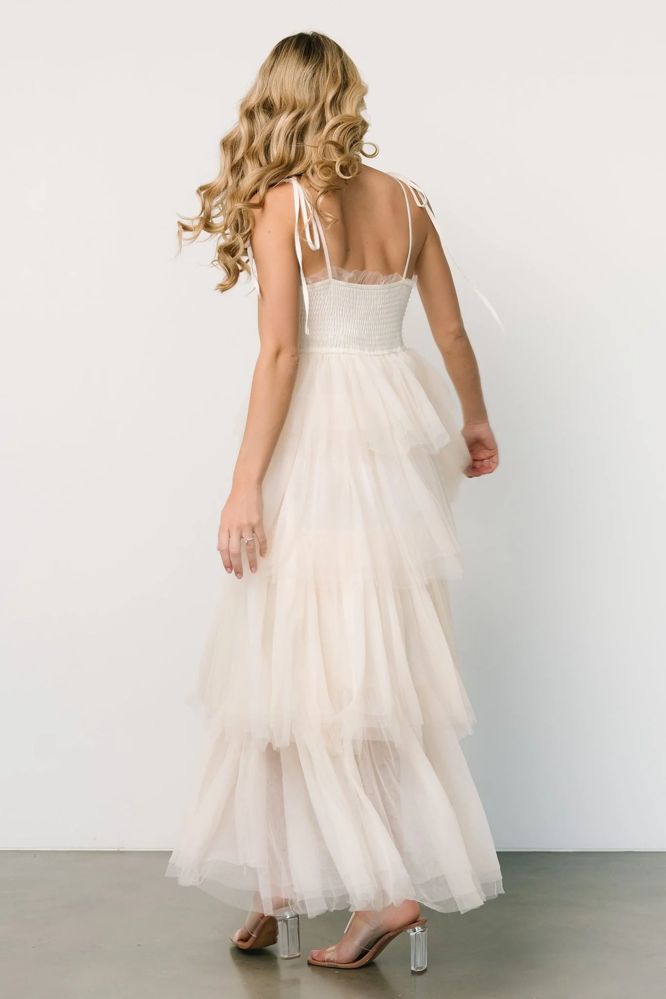 Alora Tulle Tiered Maxi Dress | Cream