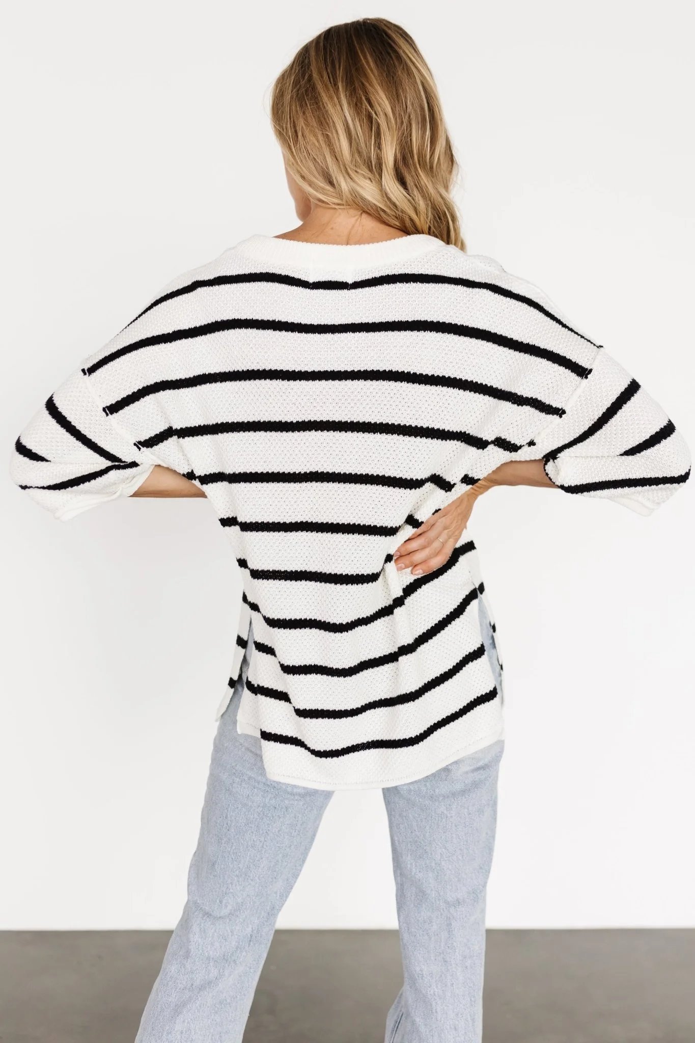 Maddock Knit Top | Off White + Black