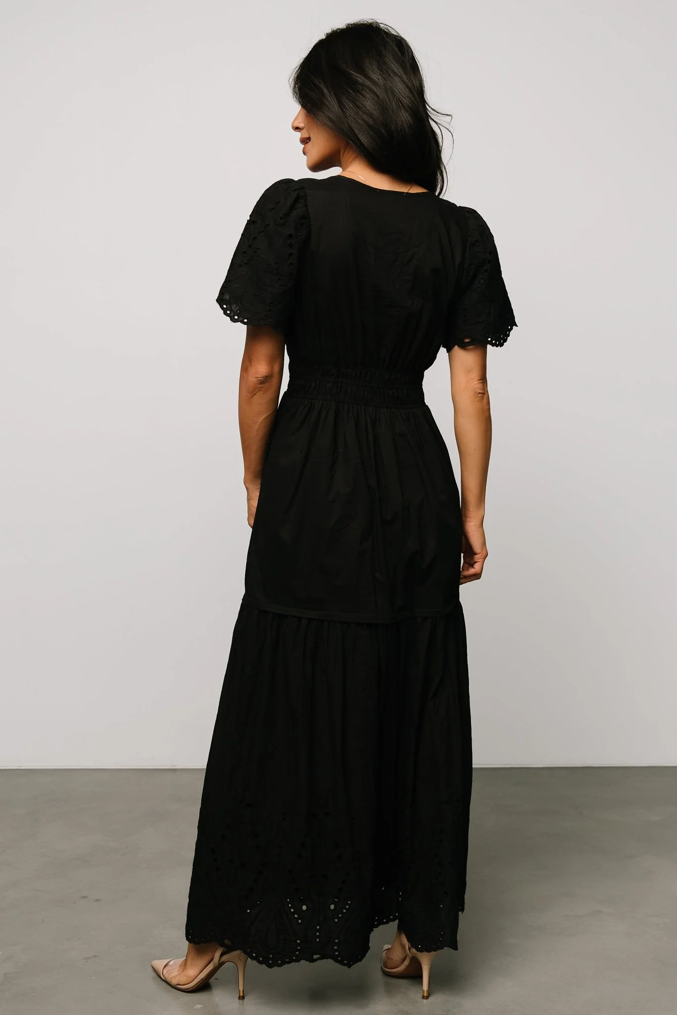 Annette Eyelet Maxi Dress | Black