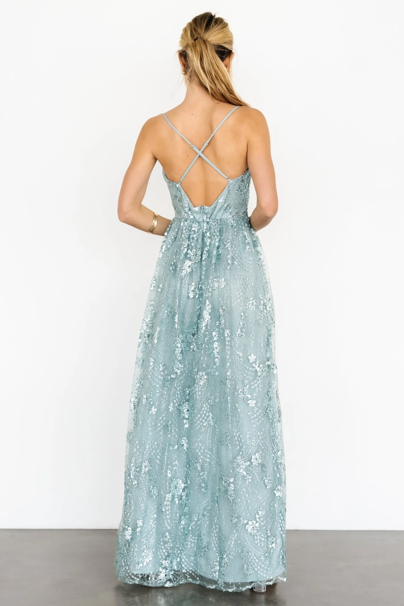 Tasha Sequin Gown | Sage Blue