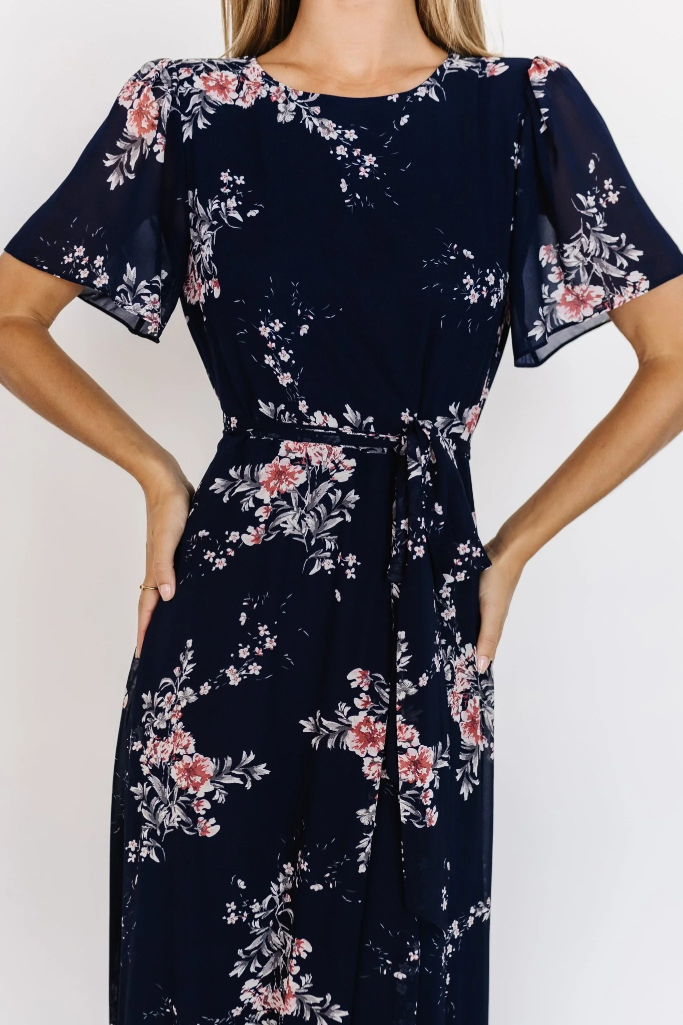 Naomi Short Sleeve Maxi Dress | Navy Floral
