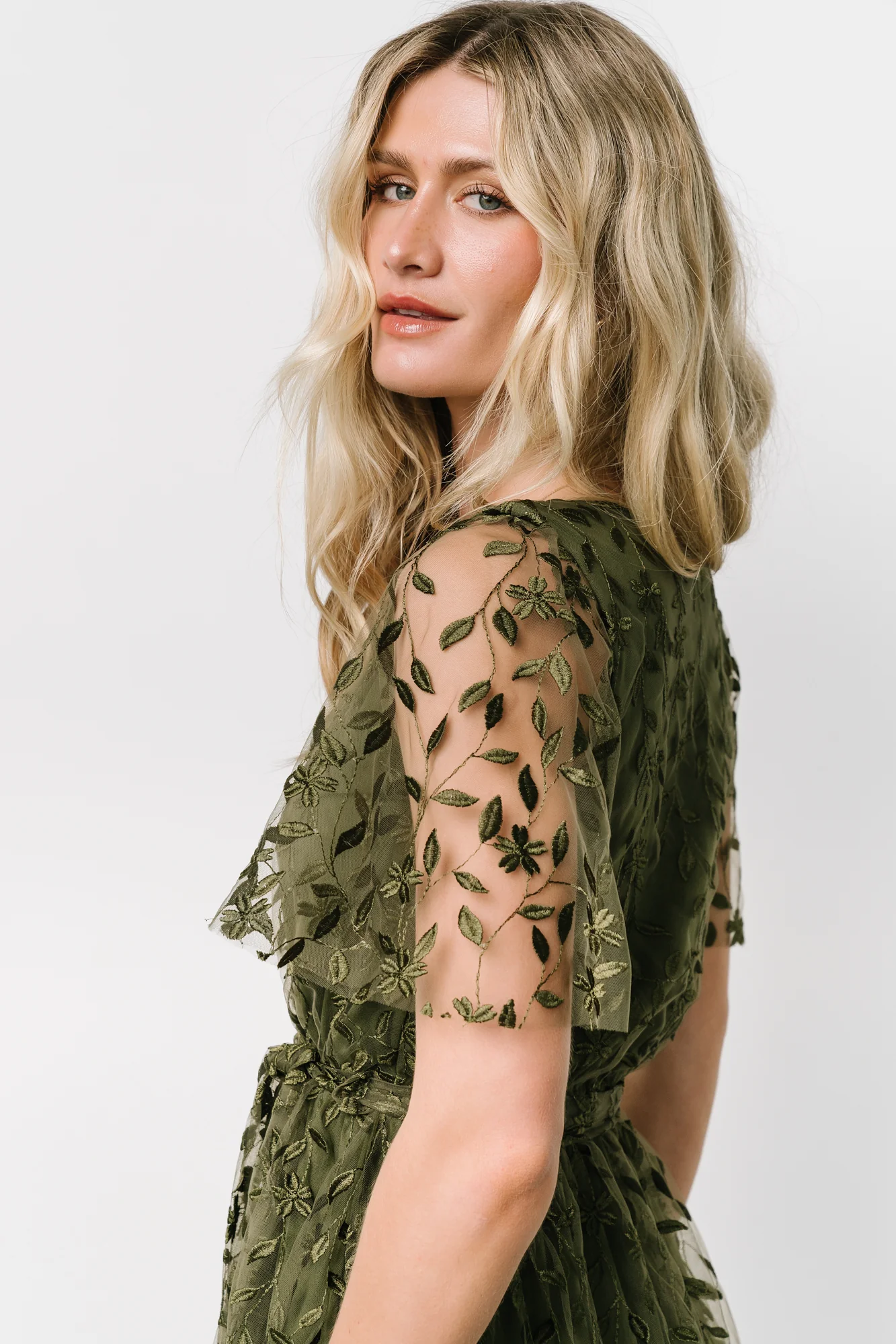 Marseille Embossed Maxi Dress | Olive