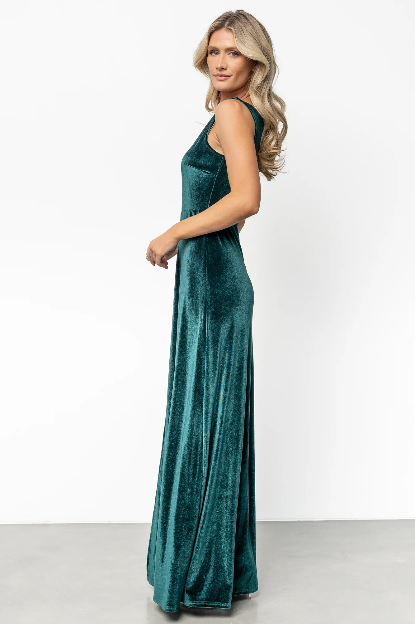 Tatiana Velvet One Shoulder Maxi Dress | Emerald