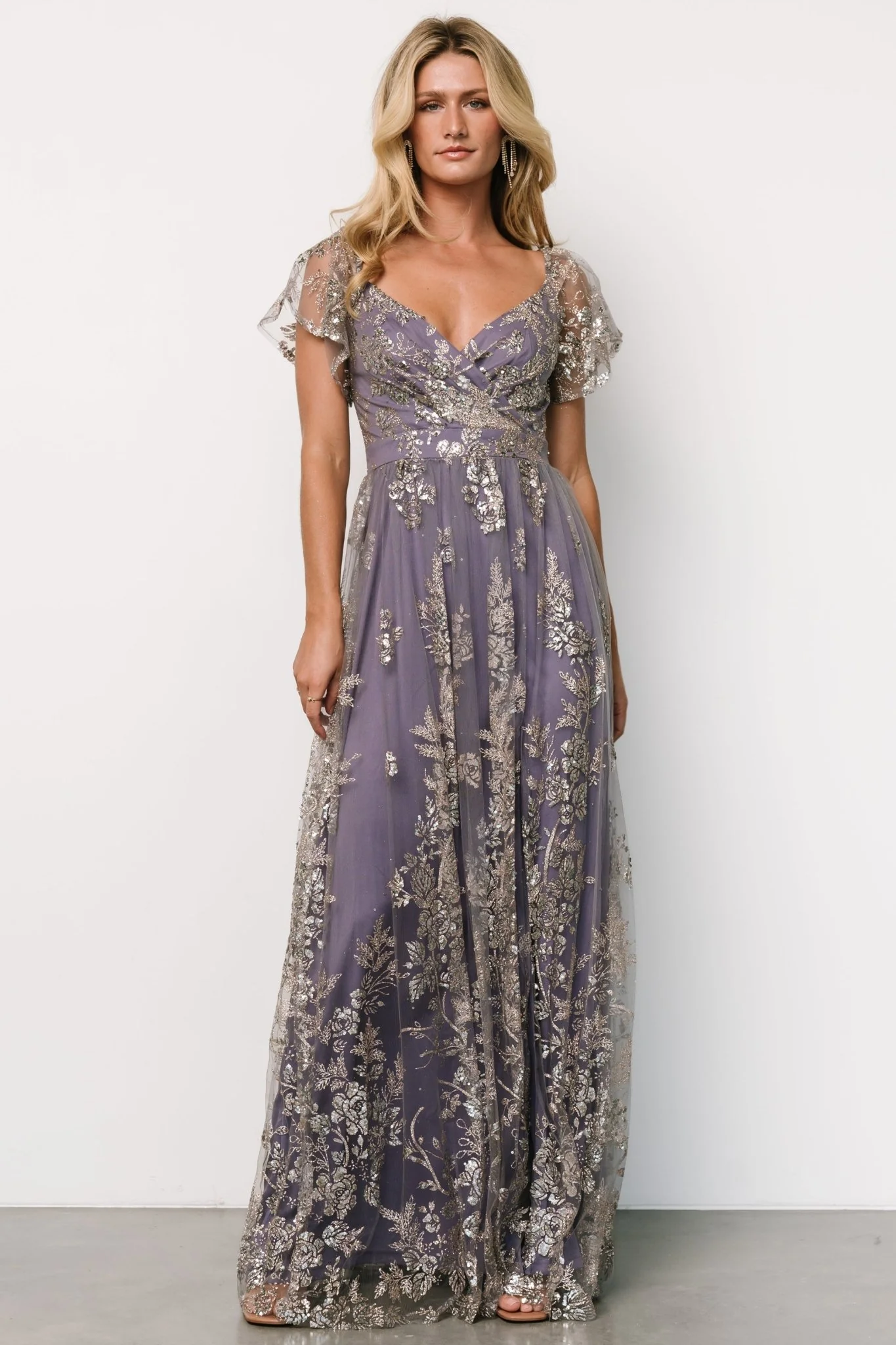 Corinne Shimmer Maxi Gown | Blue + Rose