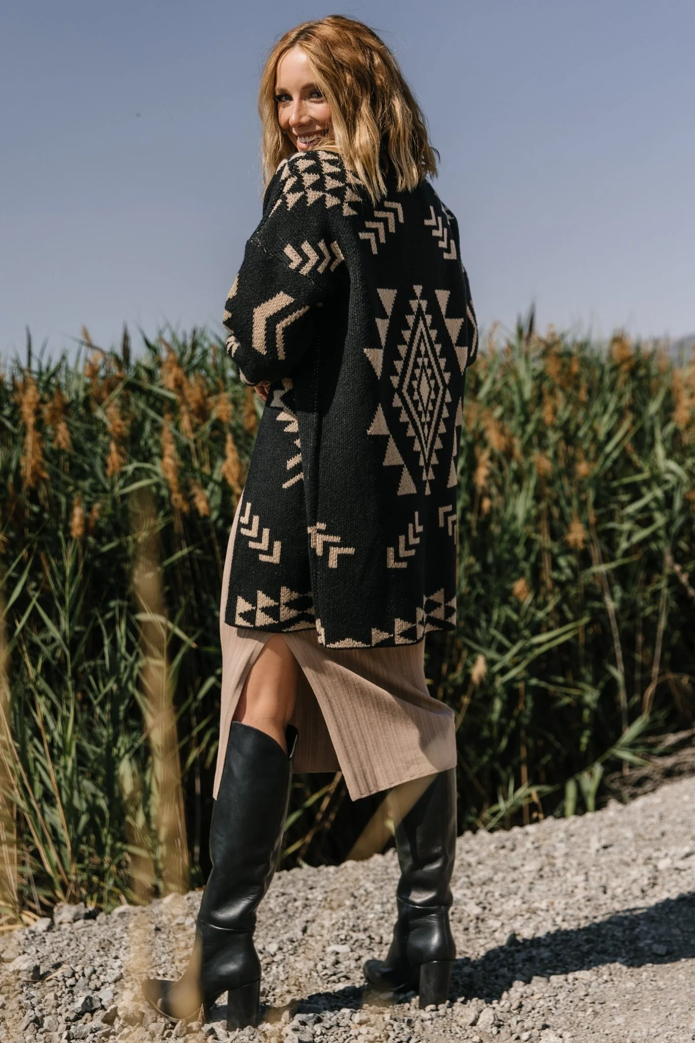 Hays Oversized Cardigan | Black + Tan
