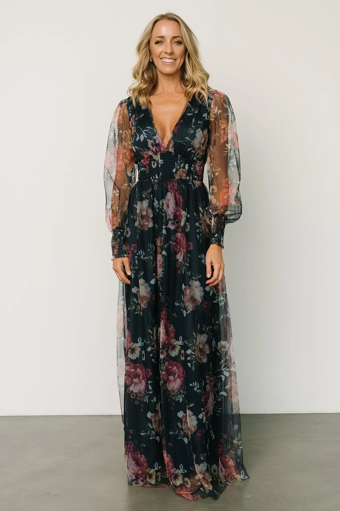 Layla Tulle Maxi Dress | Garden Navy Floral
