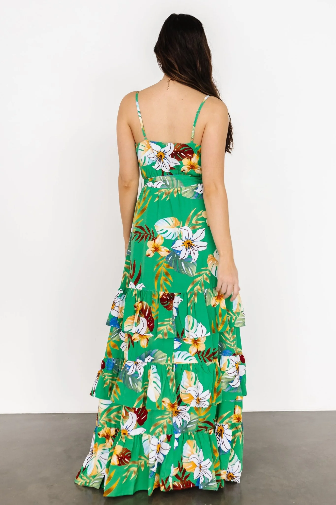 Dolores Ruffle Maxi Dress | Green Multi