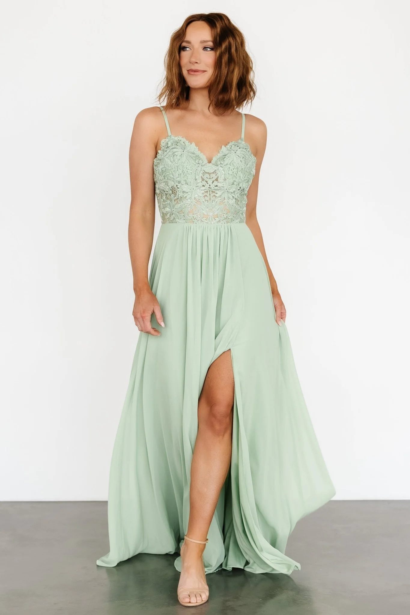 Samantha Lace Top Gown | Sage