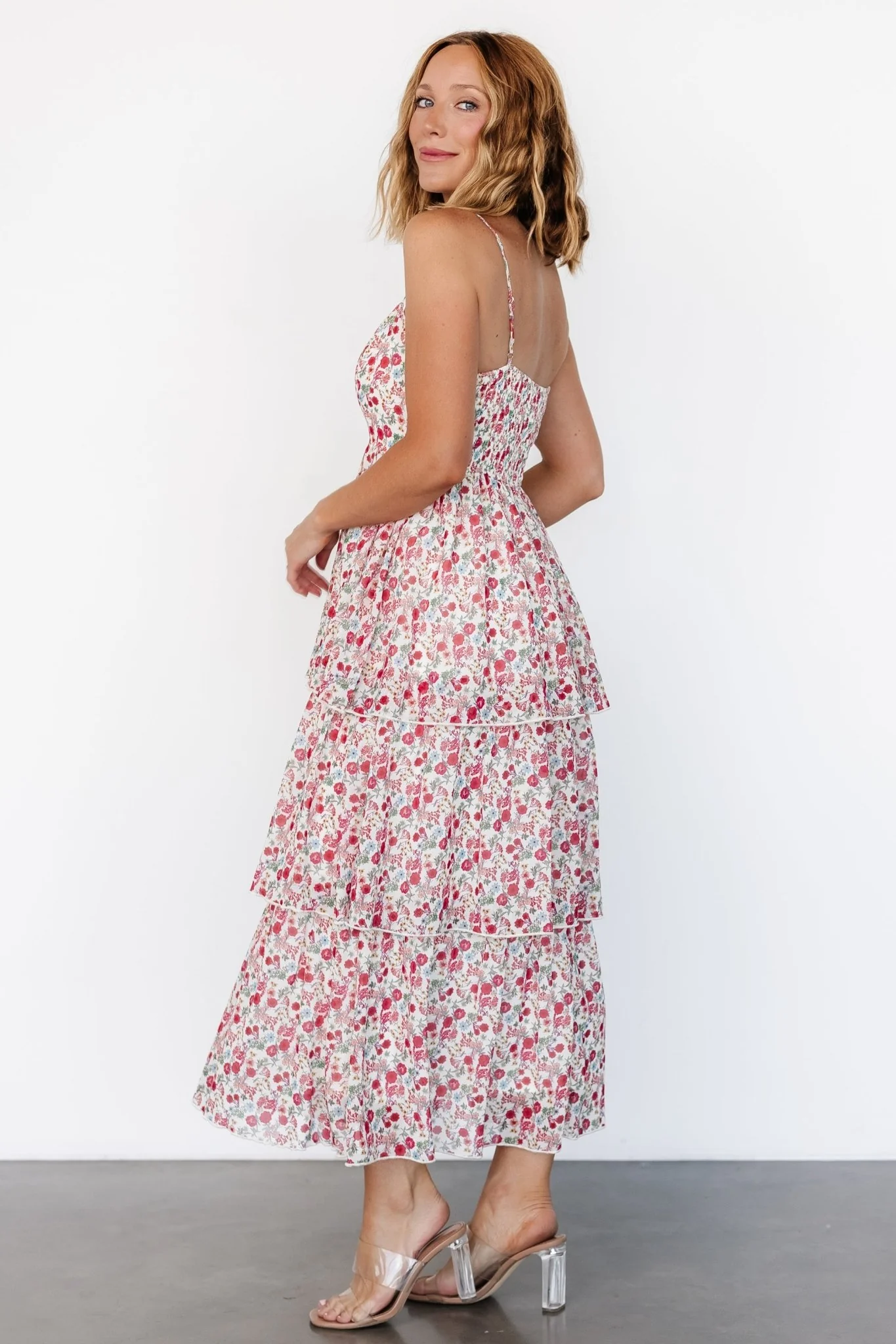 Caprice Tiered Dress | Cream Multi Floral