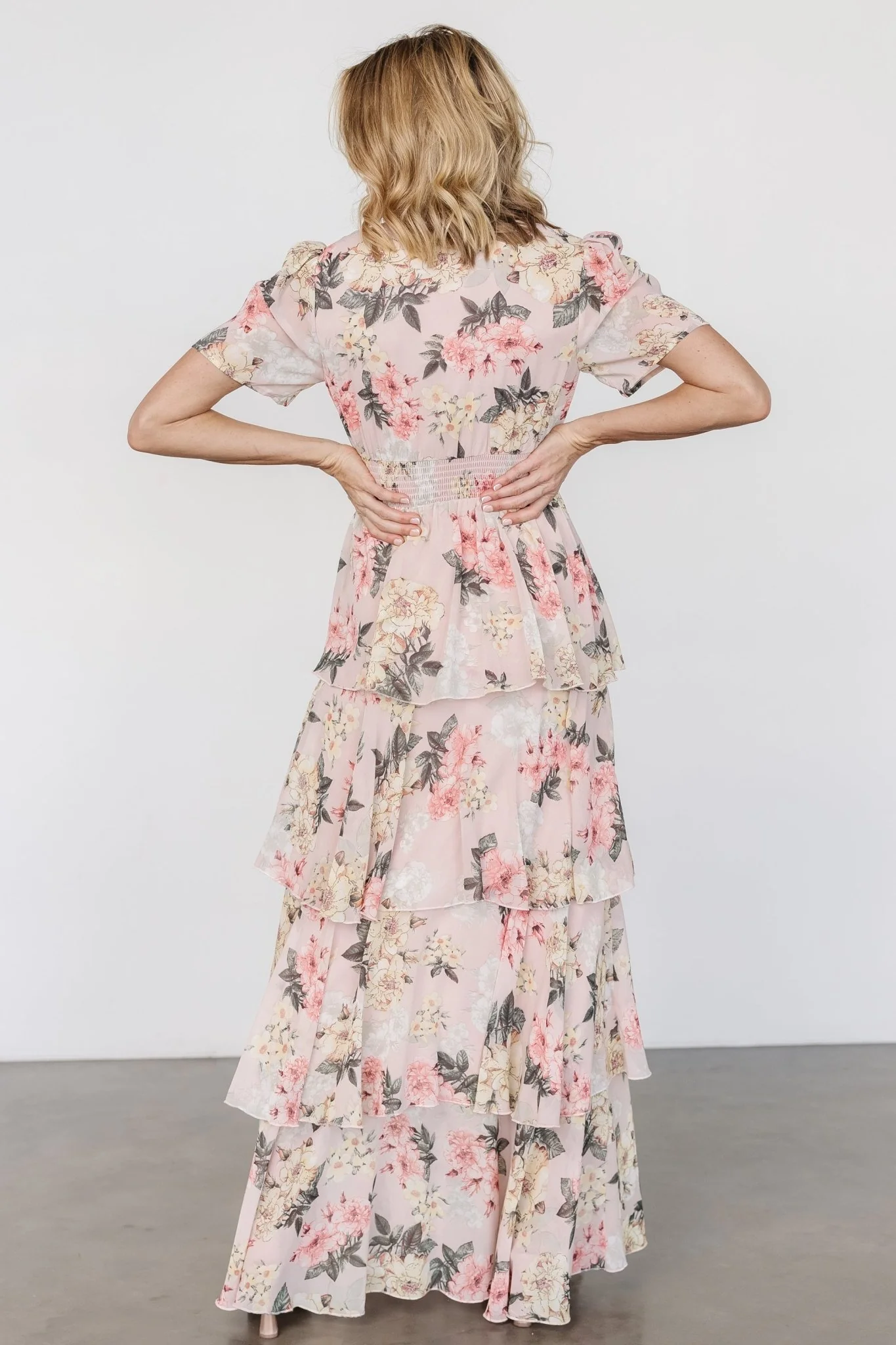 Montaigne Ruffle Maxi Dress | Pale Blush Floral