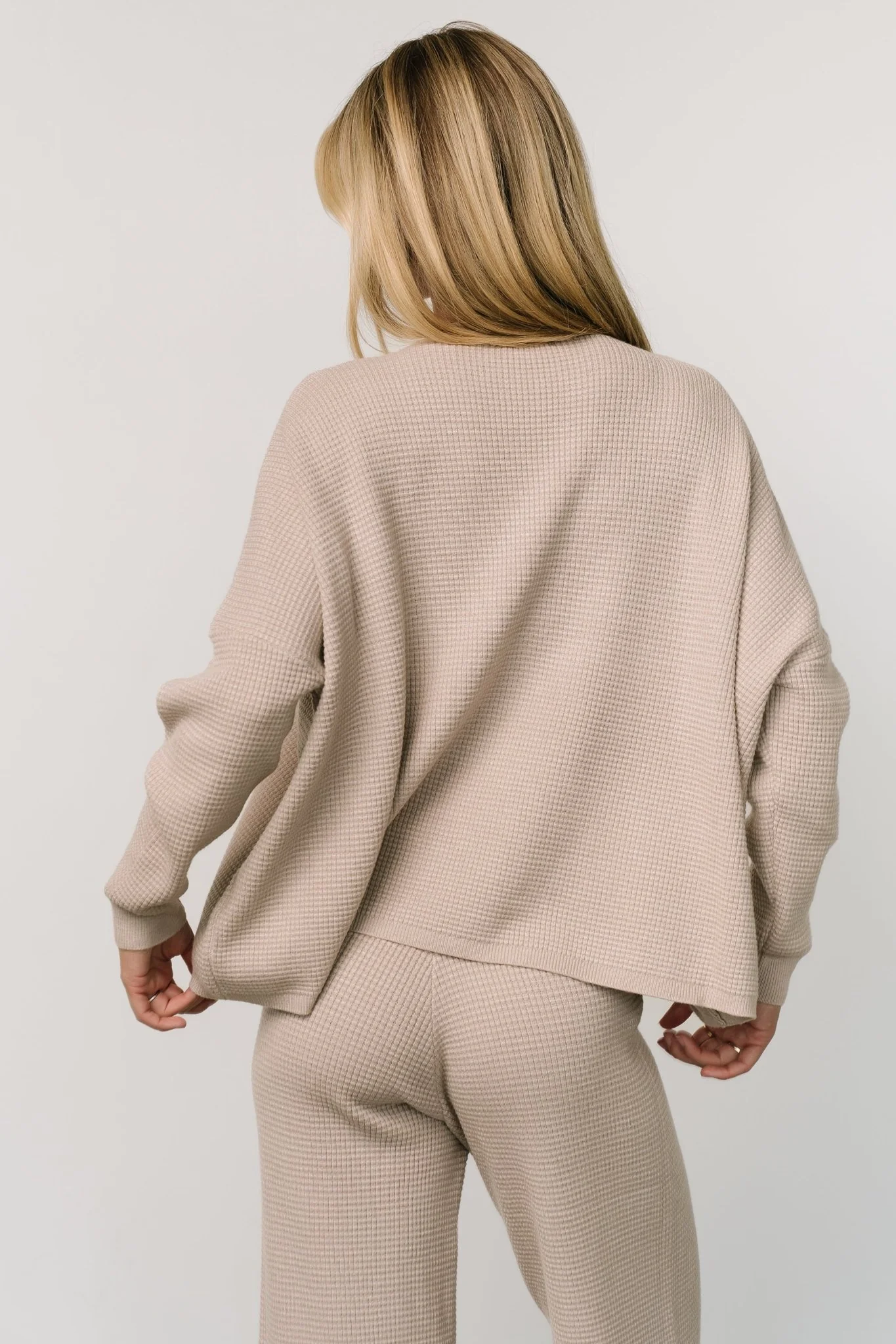 Owen Waffle Sweater Top | Oatmeal
