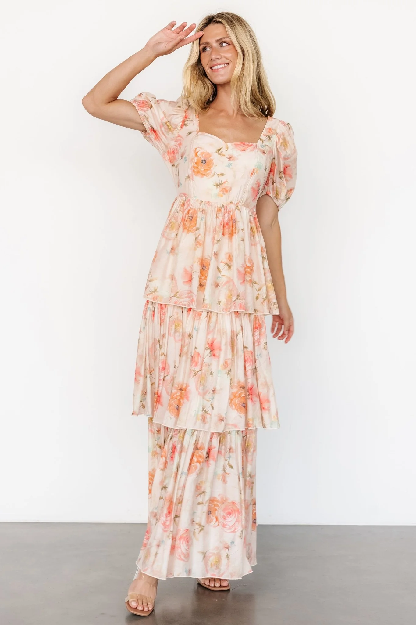 Cozette Tiered Maxi Dress | Blush Floral