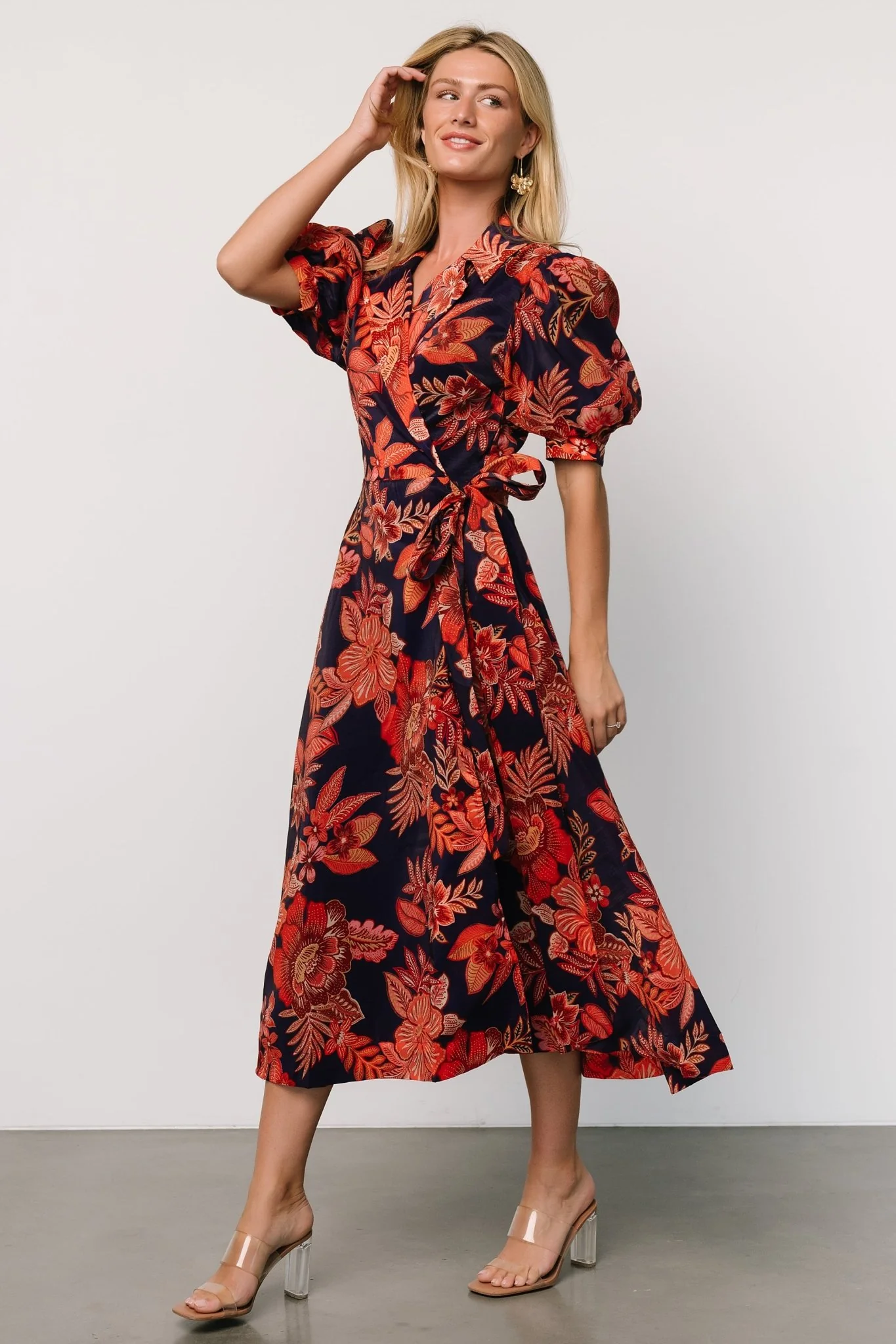 Potenza Wrap Dress | Navy + Rust