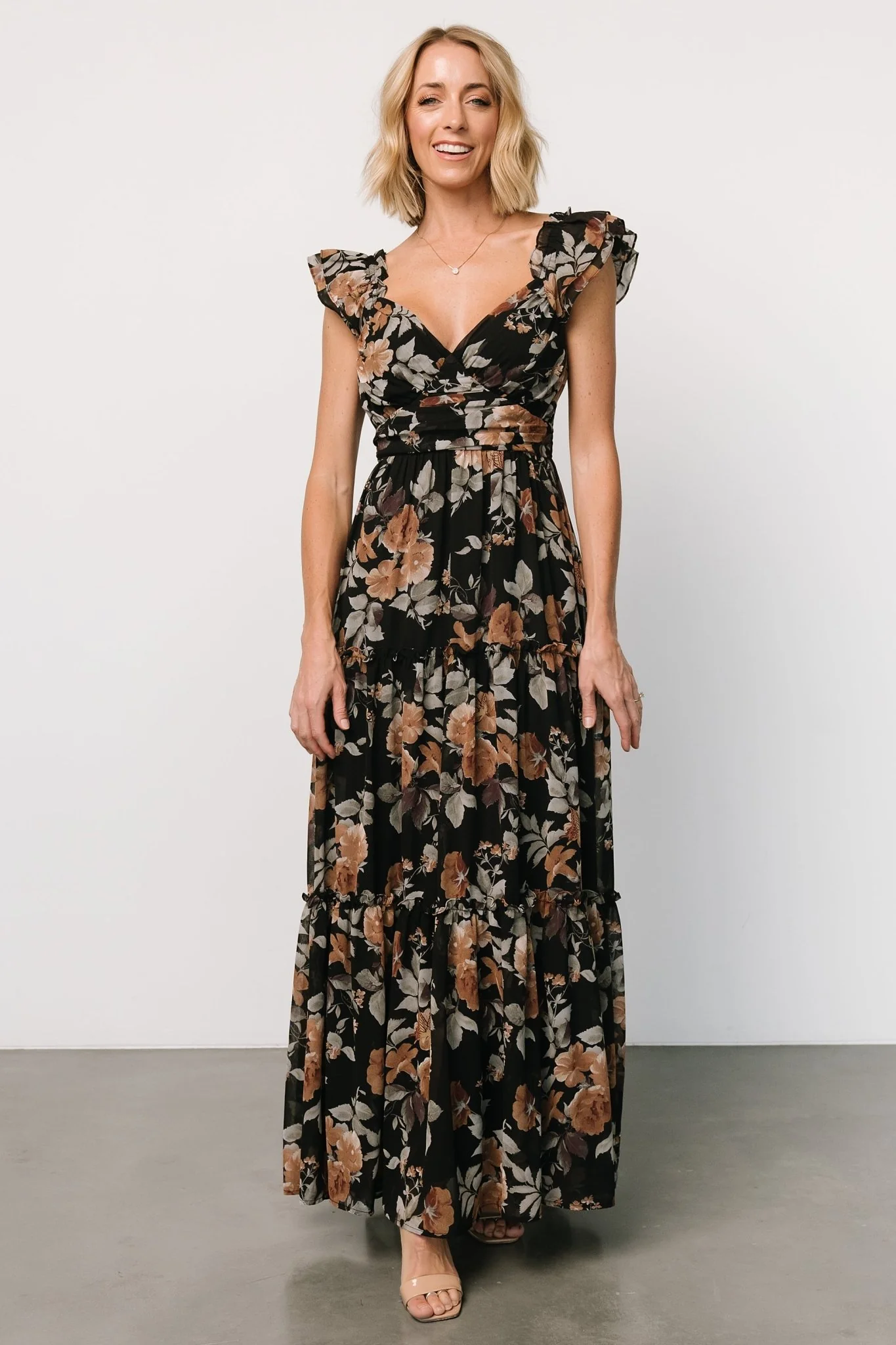 Martina Maxi Dress | Black + Copper Floral
