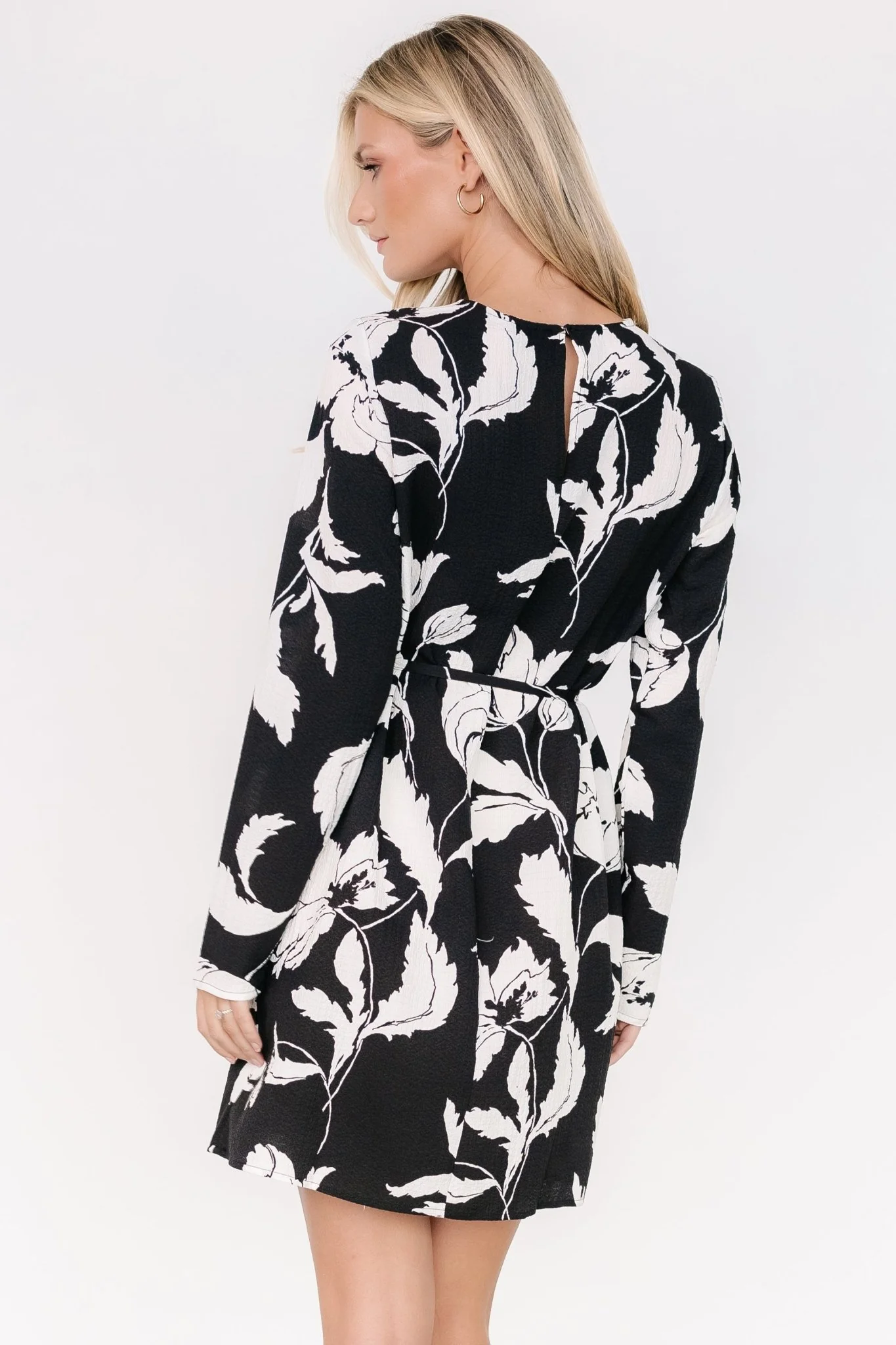 Kyoto Short Dress | Black + White Floral