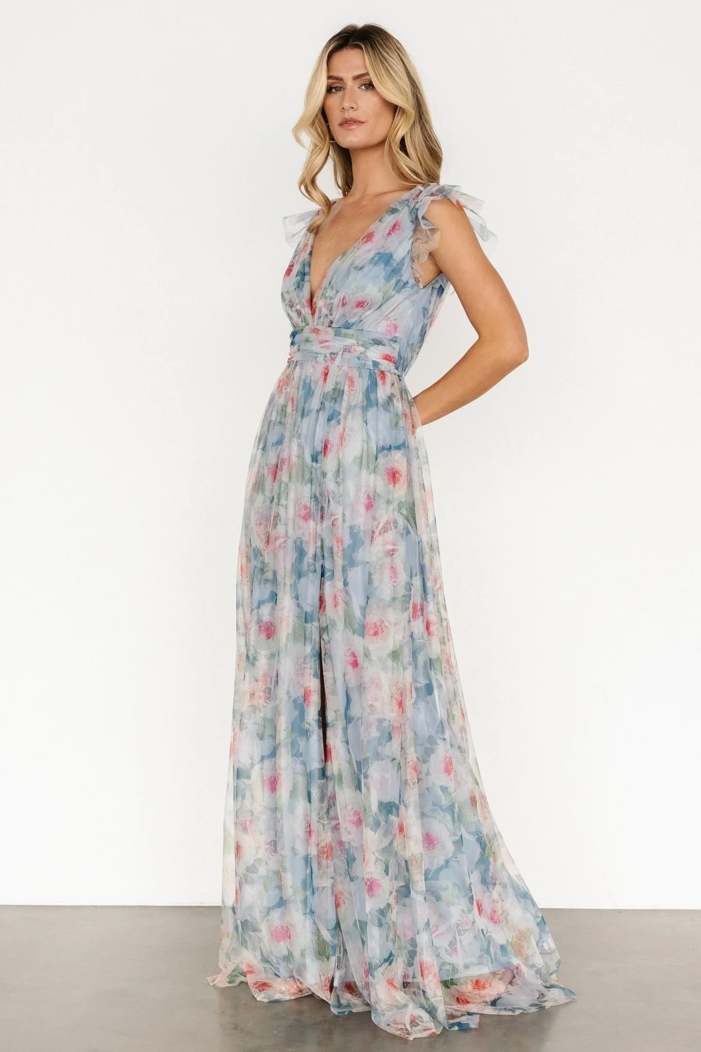 Carmine Maxi Dress | Dusty Blue Floral