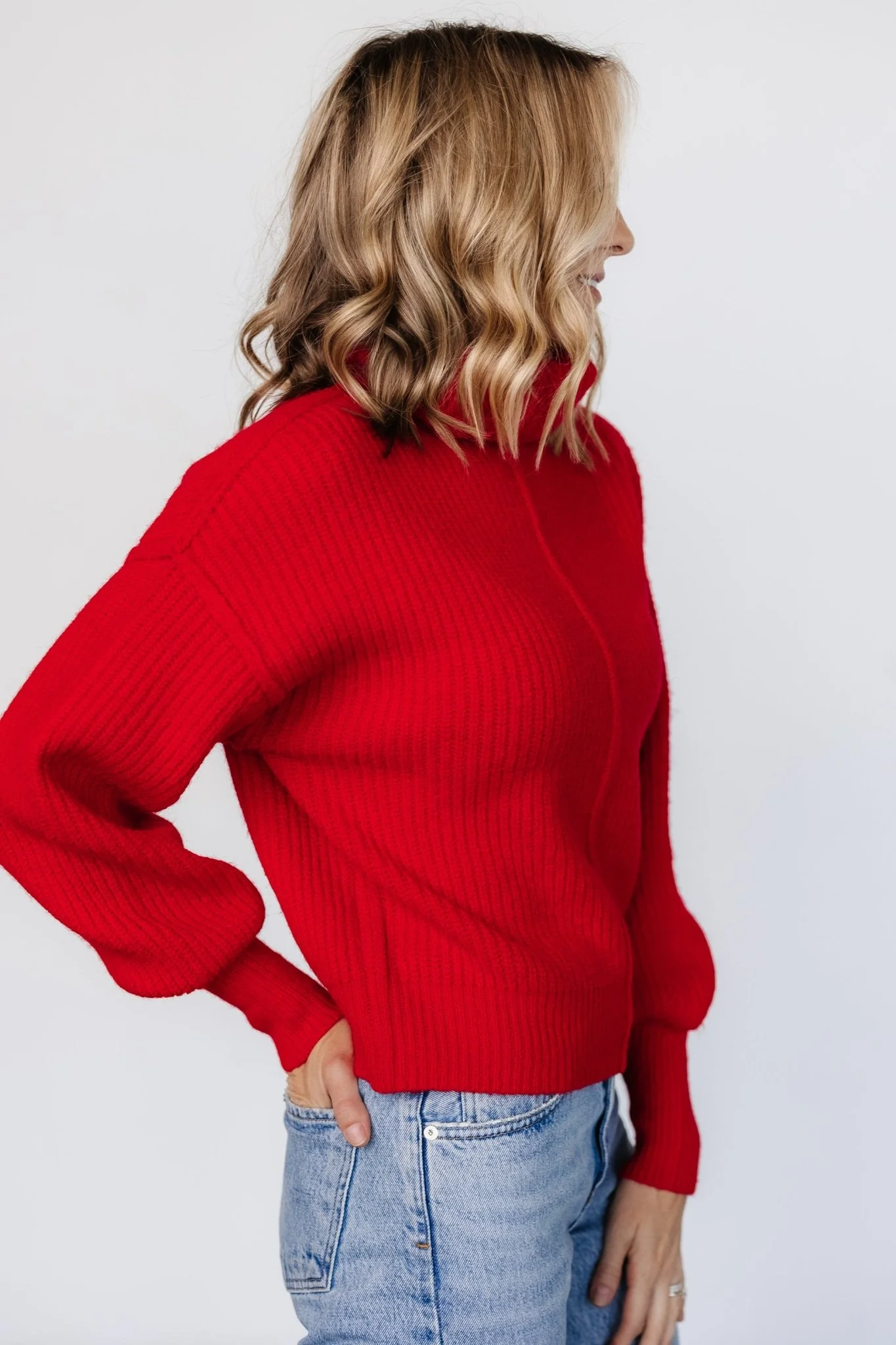 Frannie Knit Turtleneck Sweater | Red