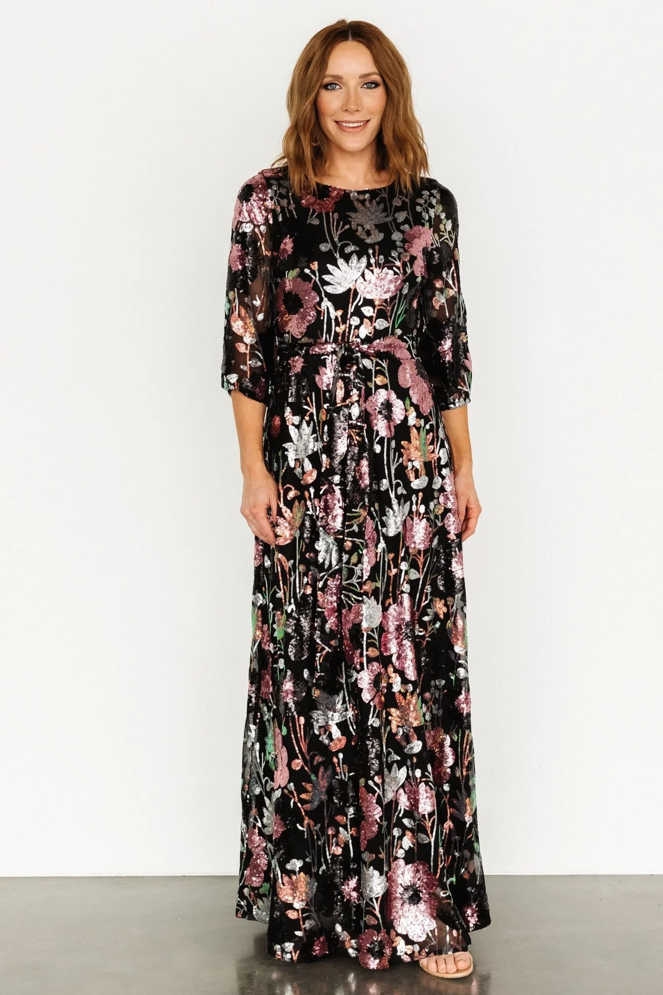 Destiny Sequin Maxi Dress | Black Multi