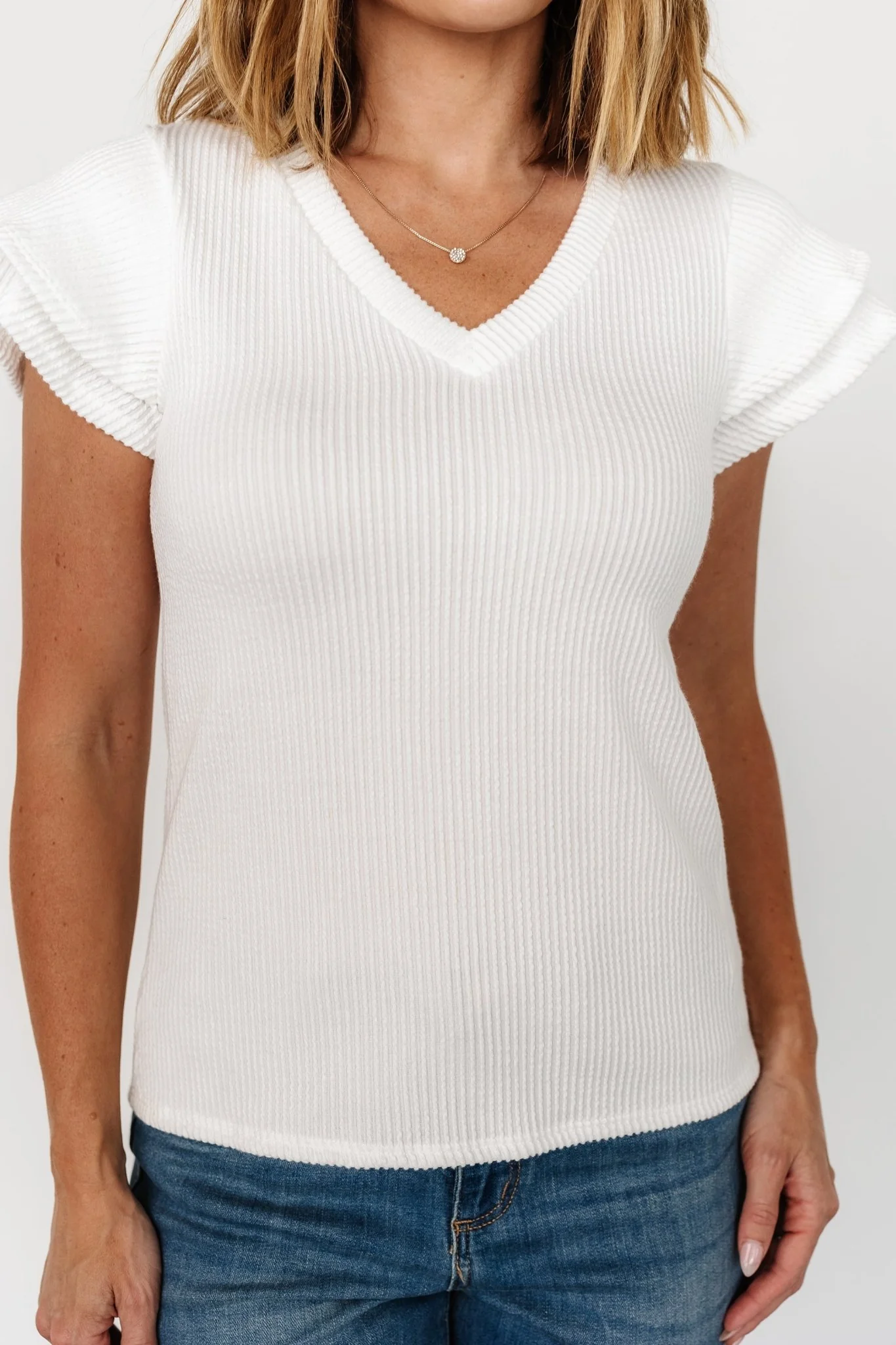 Lianna Ribbed Top | Off White