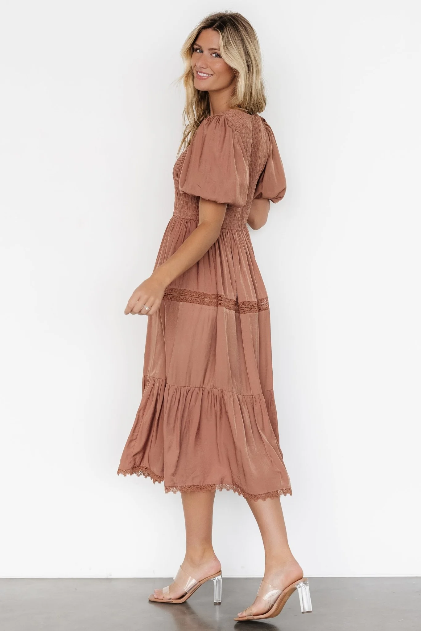 Finley Smocked Midi Dress | Light Copper