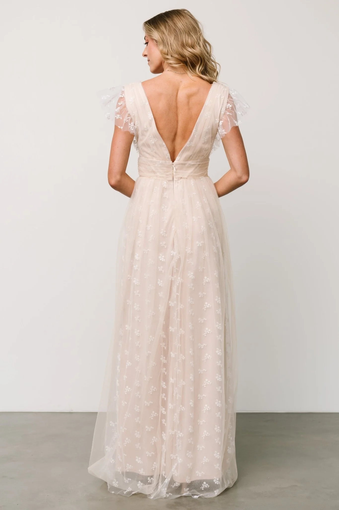 Caterina Tulle Maxi Dress | Natural + White