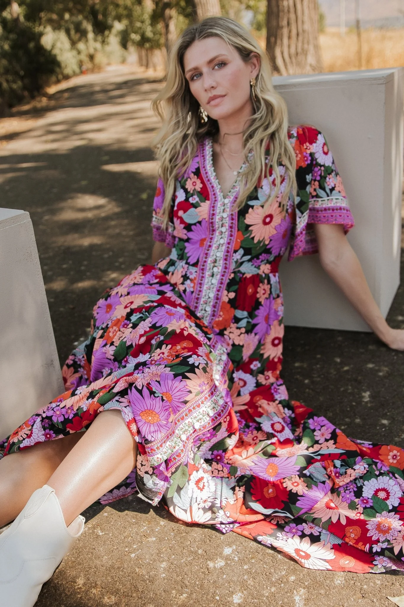 Cheryl Maxi Dress | Black Multi