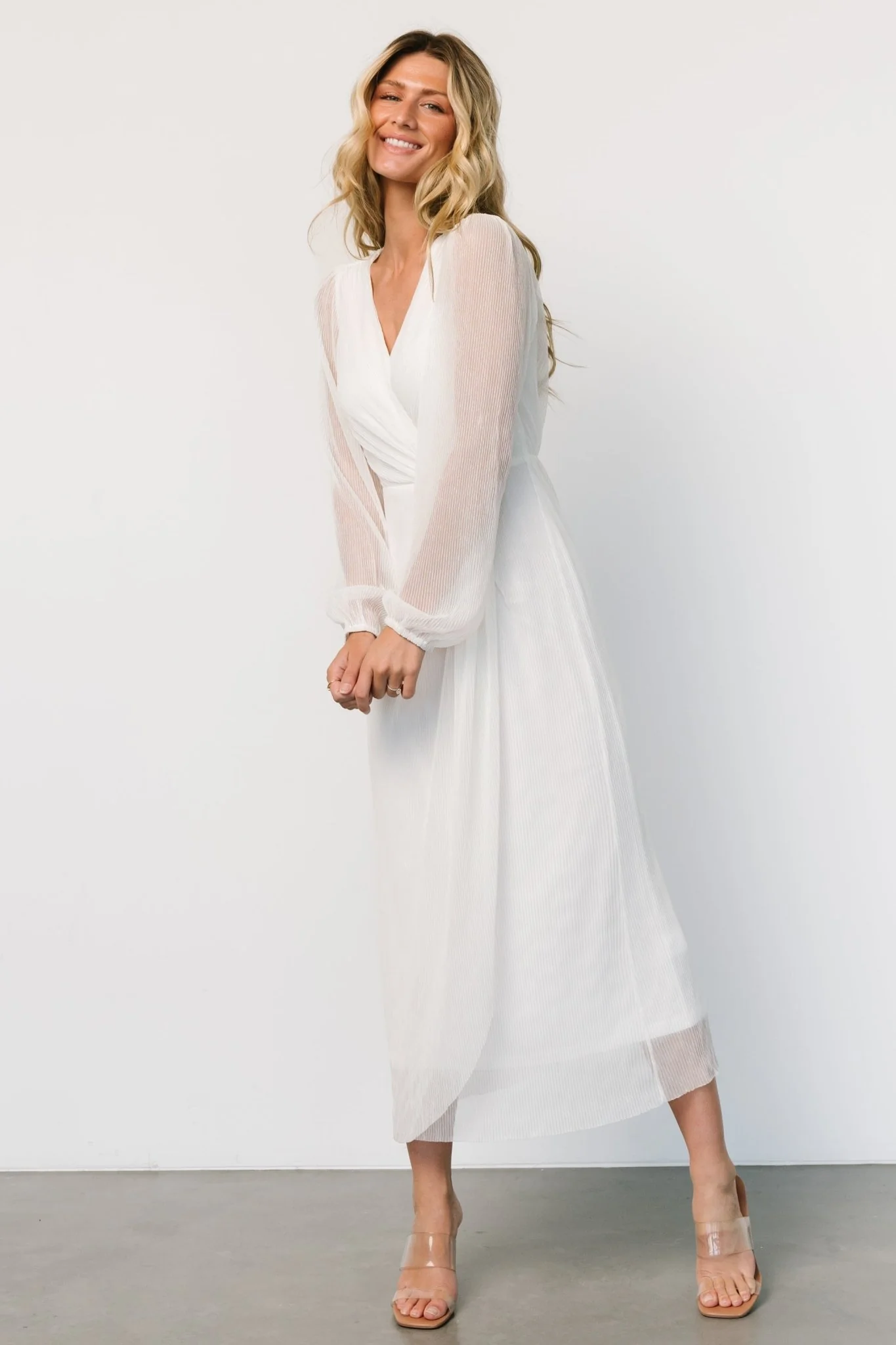 Devlyn Pleated Dress | White Shimmer