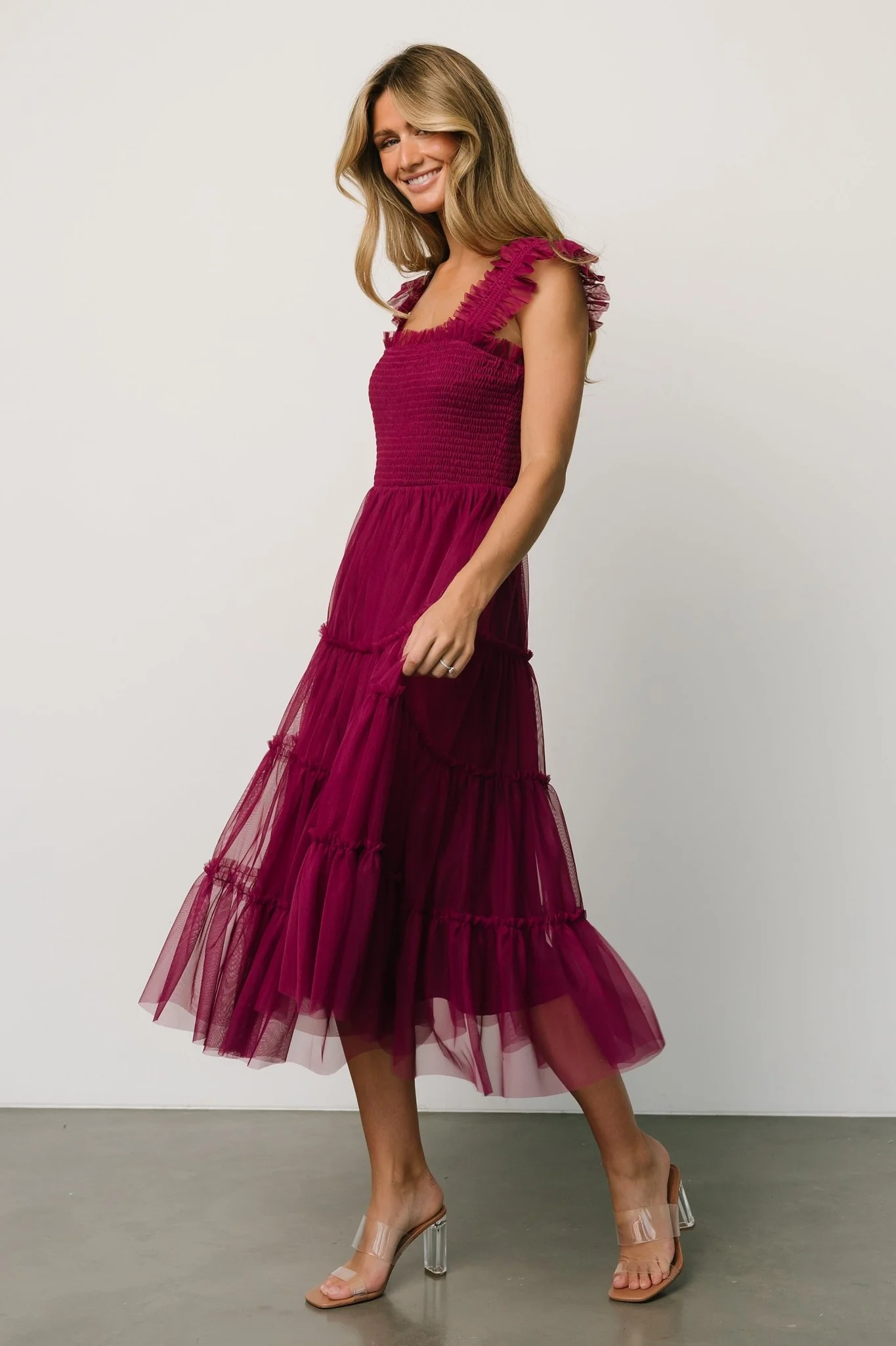 Emma Smocked Tulle Dress | Boysenberry