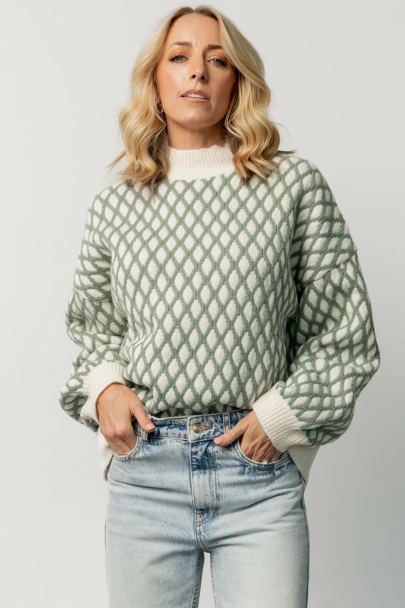 Hendrix Diamond Knit Sweater | Green
