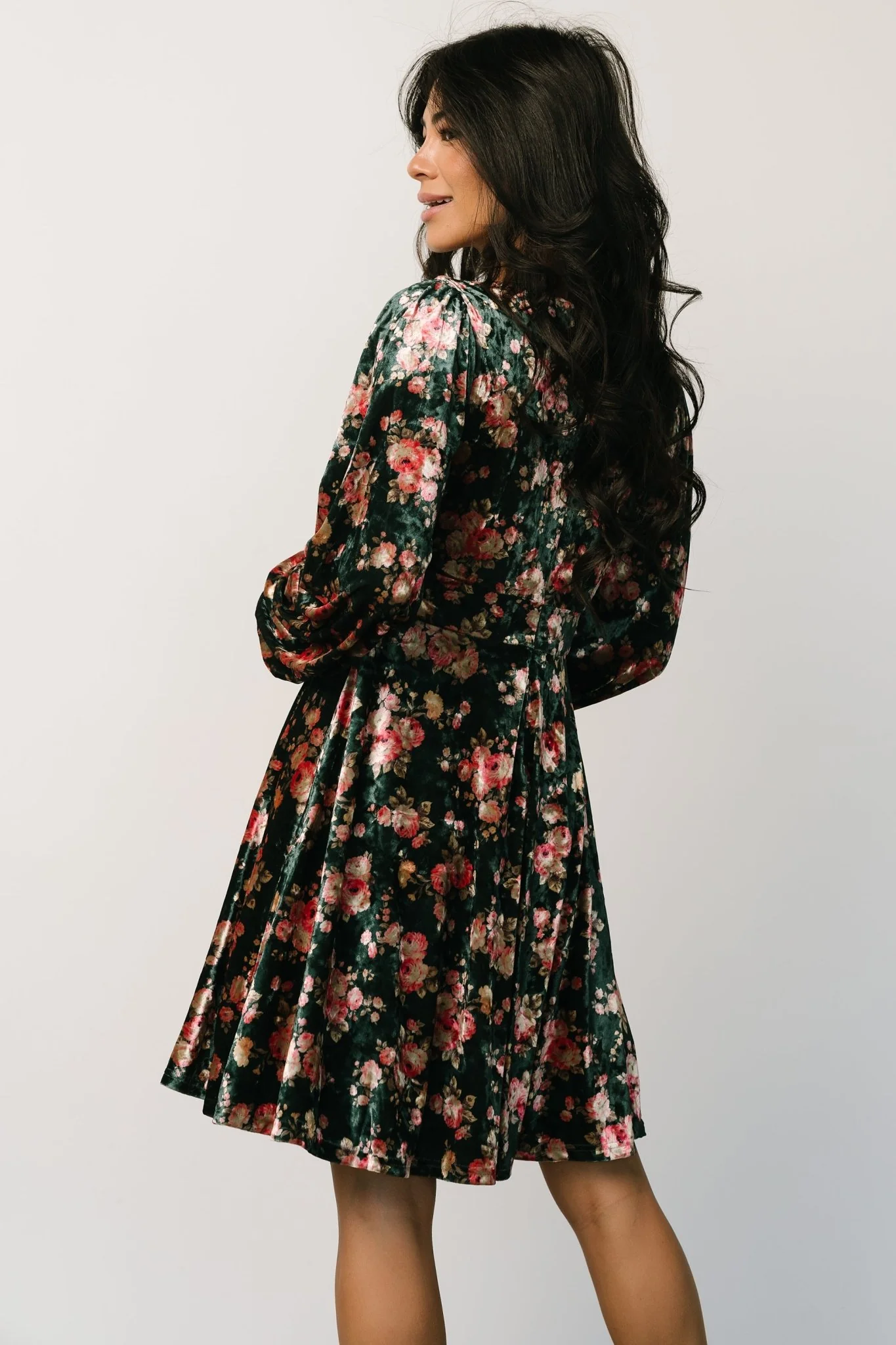 Teri Velvet Short Dress | Forest Multi