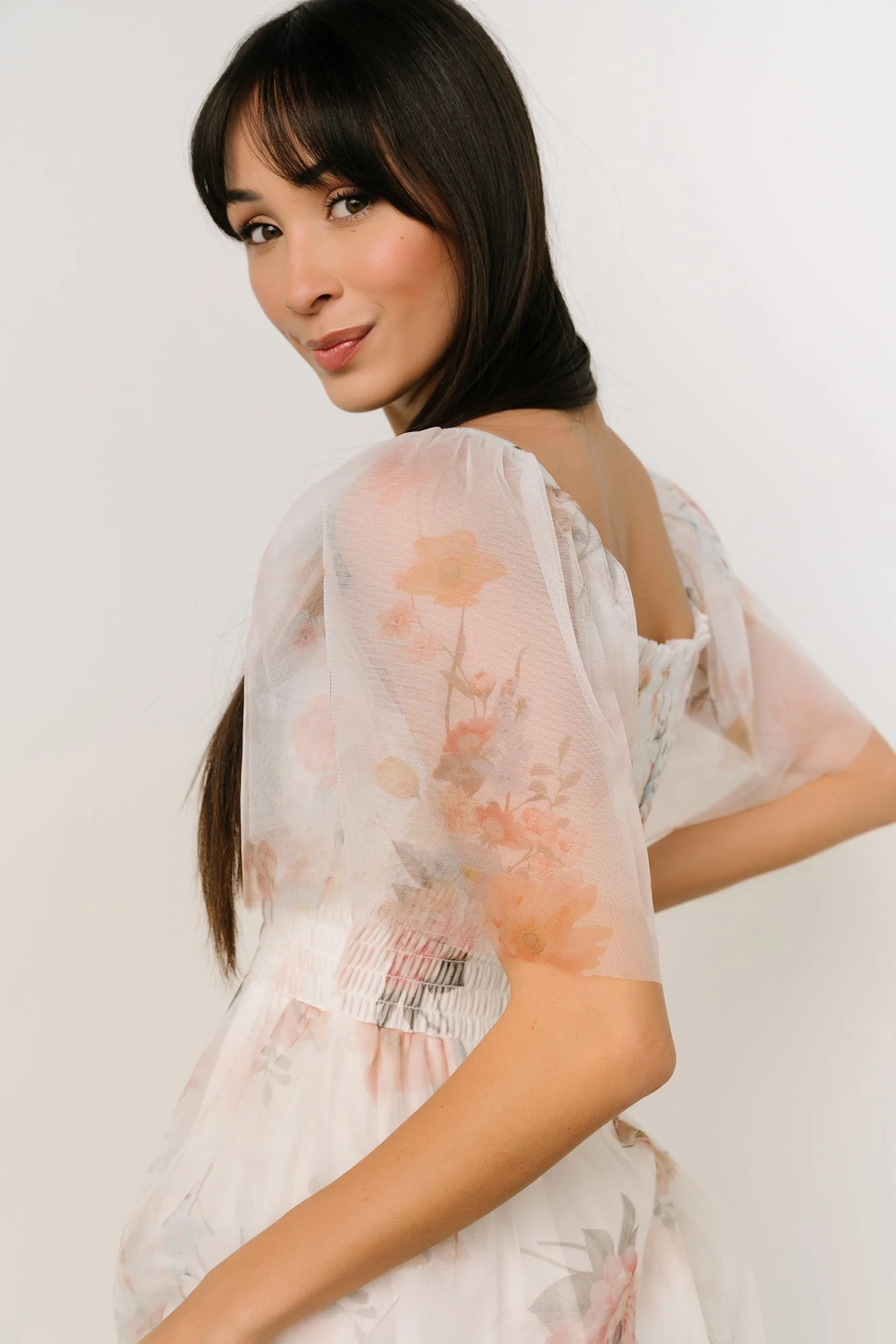 Cassandra Tulle Maxi Dress | White Multi