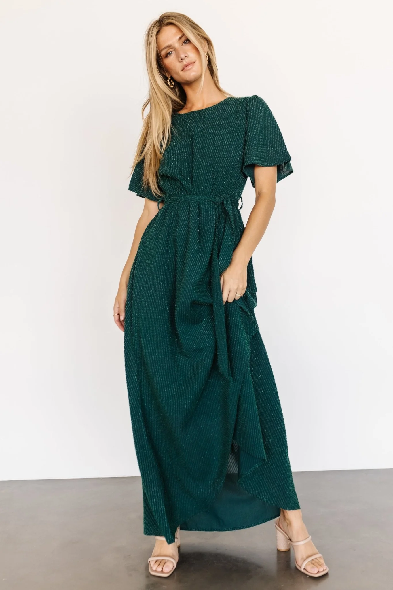 McCall Textured Maxi Dress | Dark Green