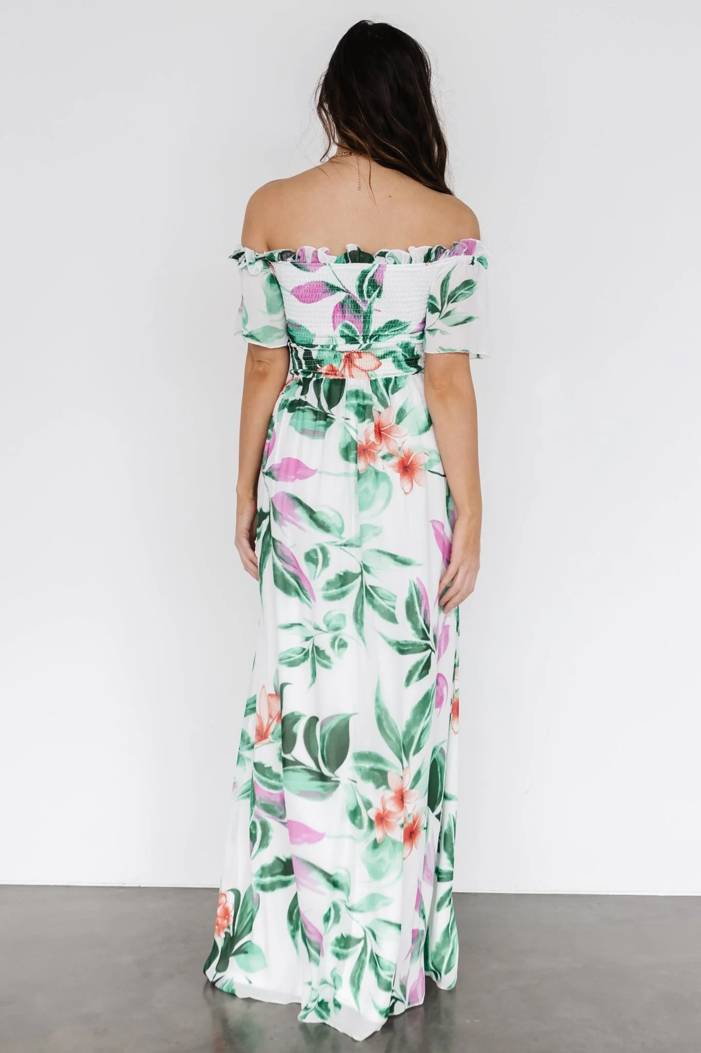 Elina Maxi Dress | White + Green Multi Floral